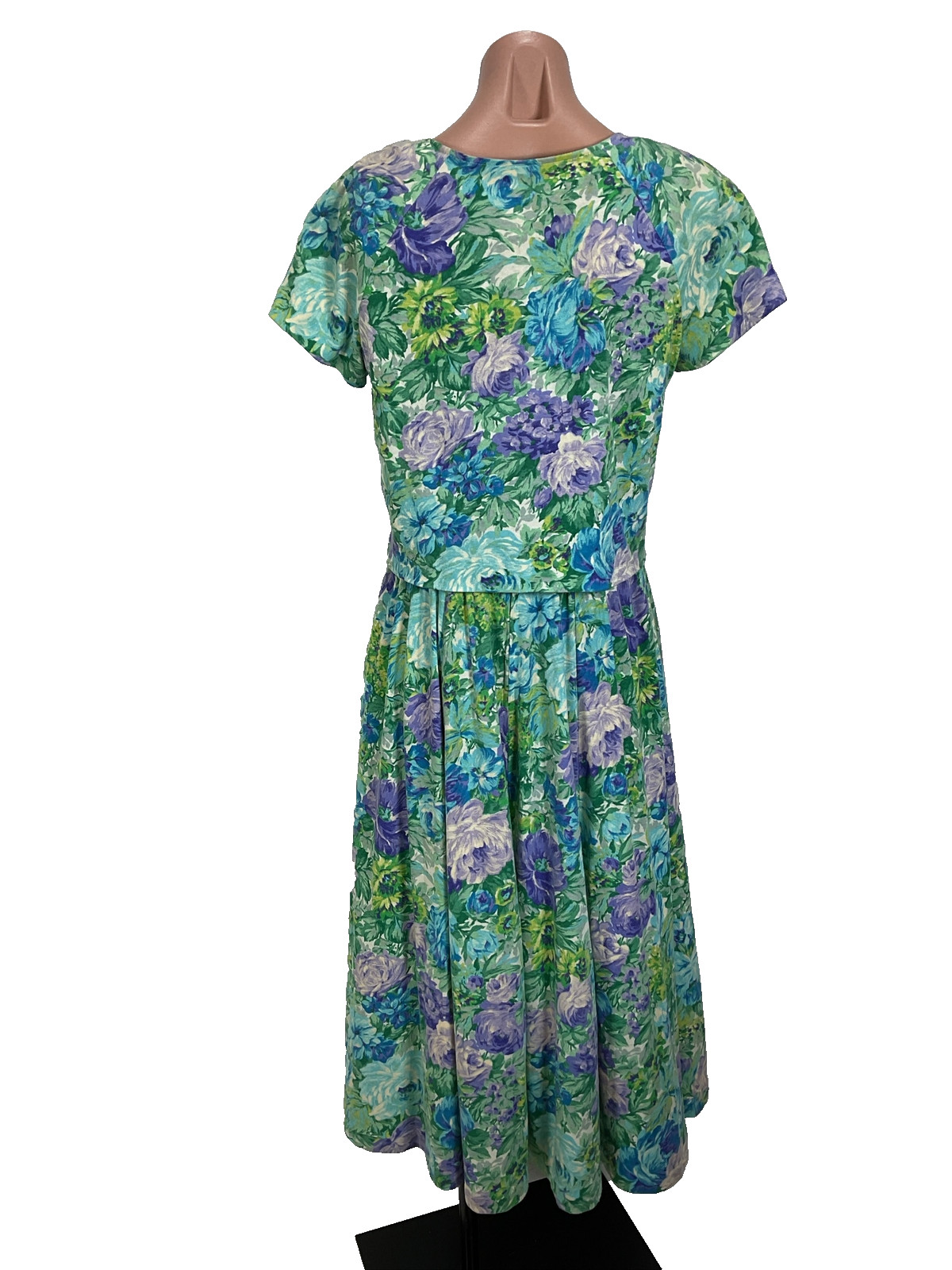 Vintage Expo Dress 80s Floral Sundress Puff Sleeve Cardigan Set Cottagecore Sz 8