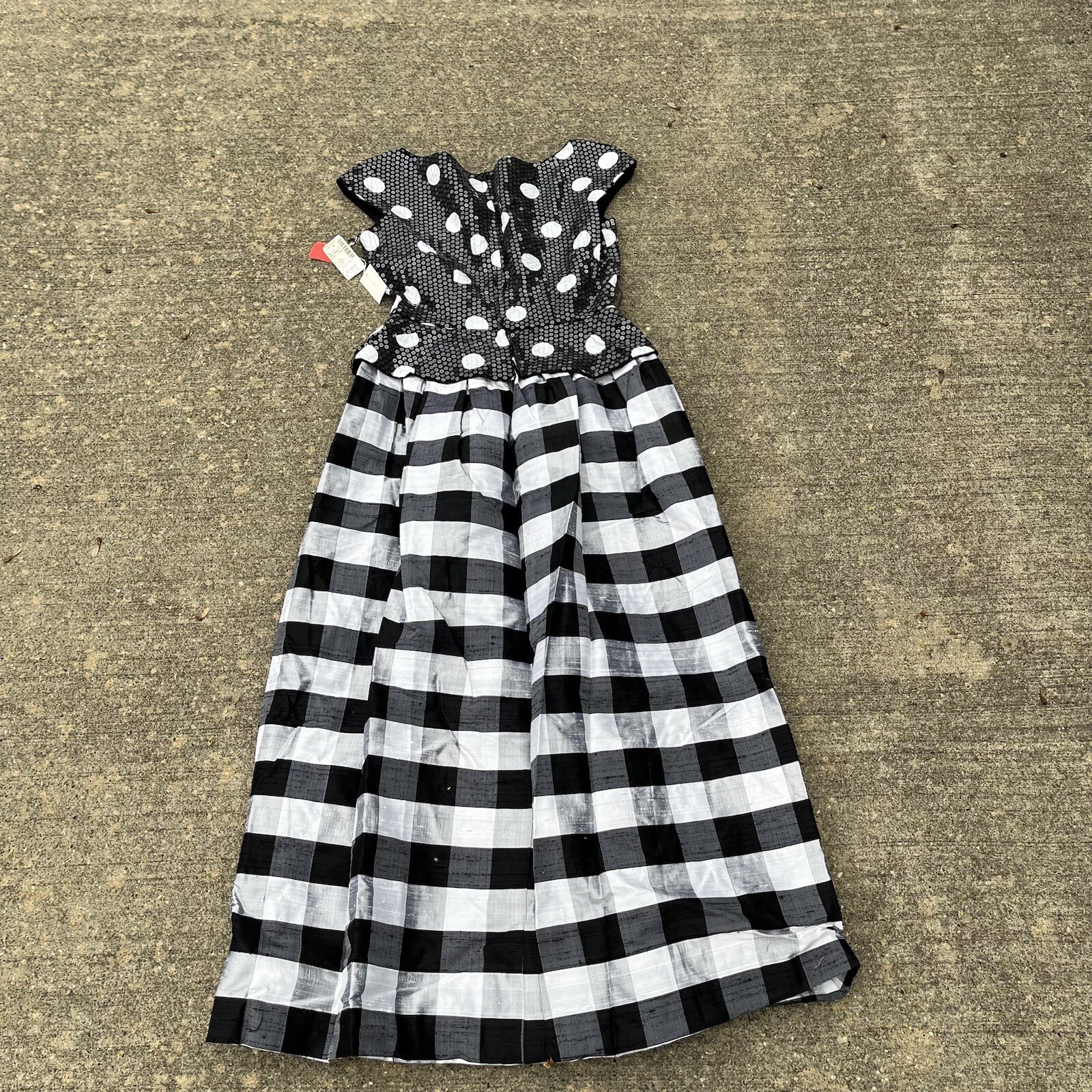 VTG NOS William Pearson Designer Saks Fifth Dress Black White Sequin Plaid Sz 14
