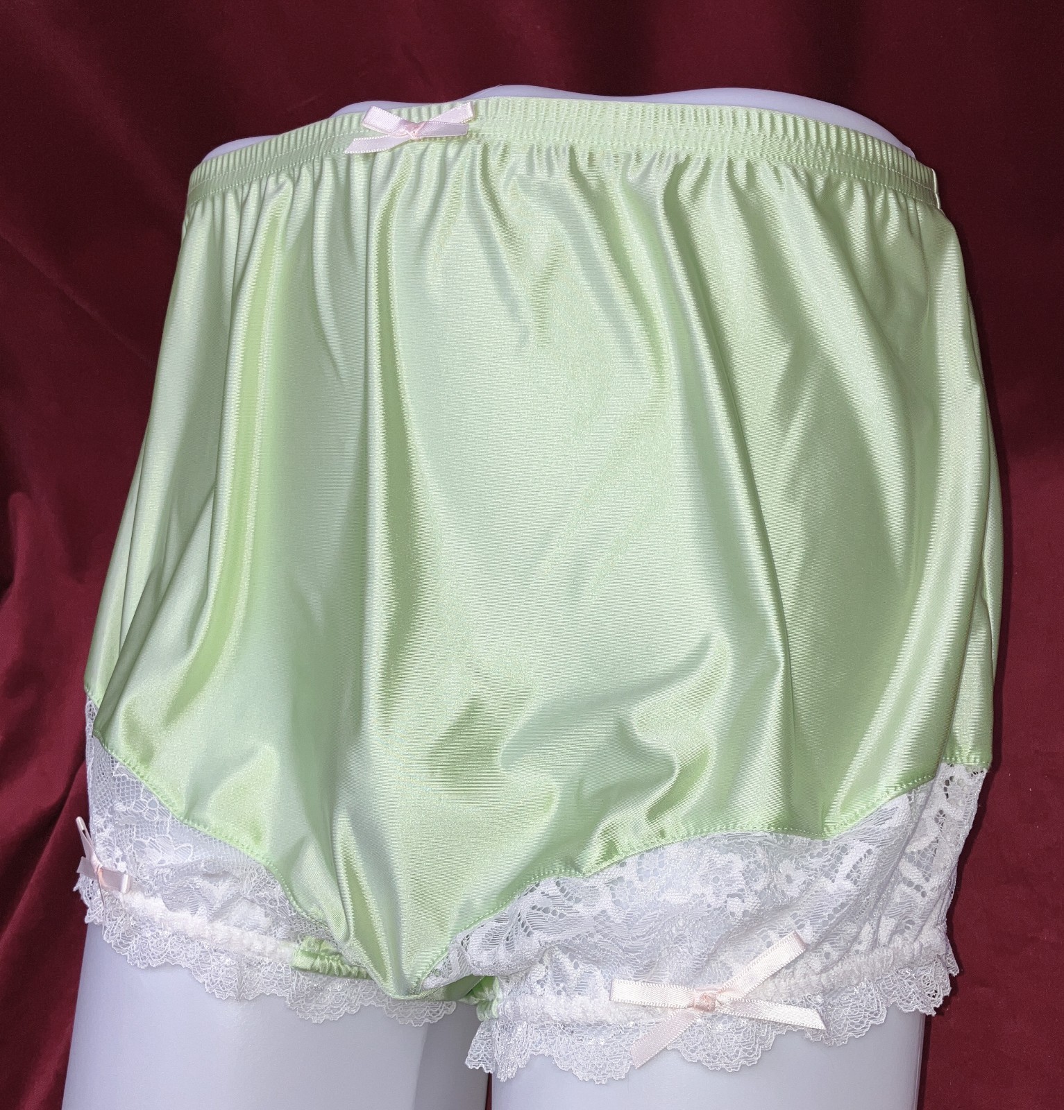 1X 2X Mushroom Gusset Granny Panty Silky Nylon Satin Brief Sissy Vintage styl