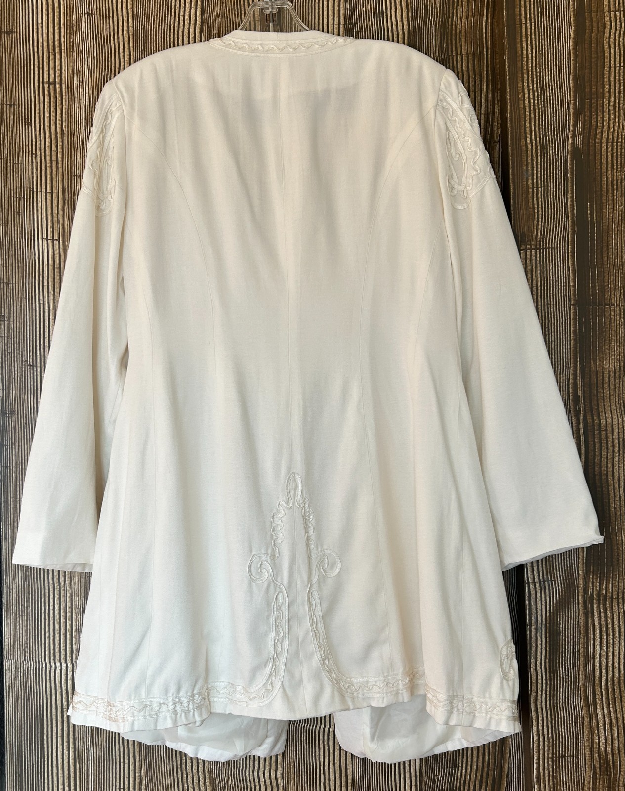 VTG R&M Richards Karen Kwong Ivory Suit Sz 14W Ivory Embroidered Bride Wedding