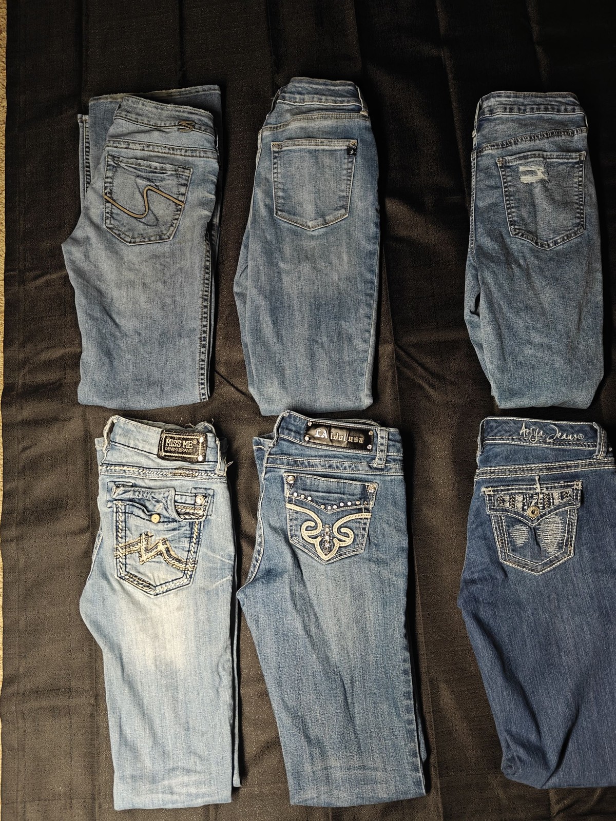 Lot of 6 Womens Jeans Miss Me LA Idalusa Ariya Embellished Bling Blue