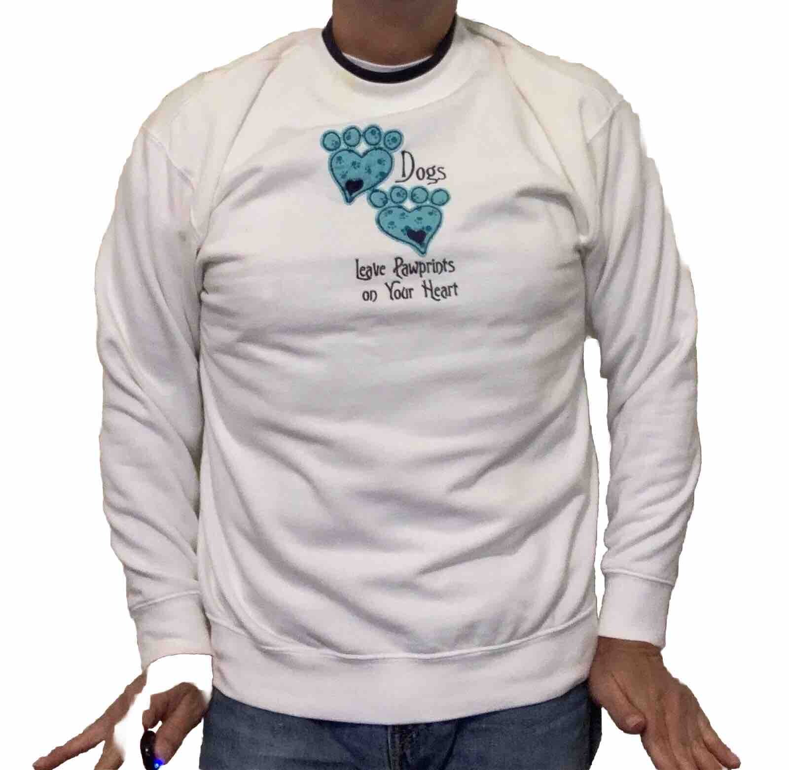 VINTAGE 80S GRANNYCORE SOFT GIRL COTTAGECORE SWEATSHIRT PET DOG WHITE LARGE