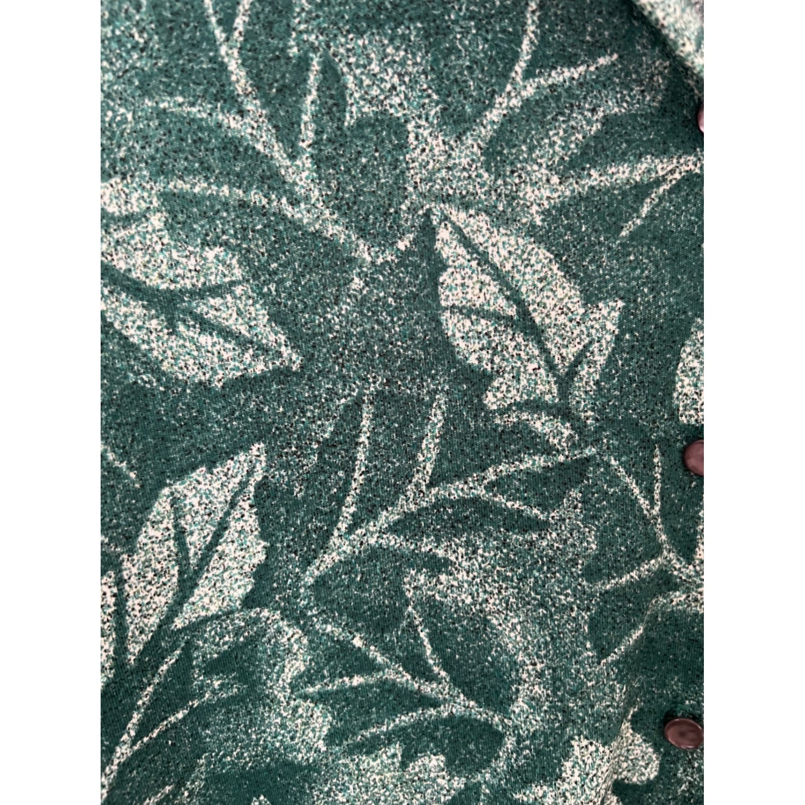 Vintage Graff Californiawear Green Leaf Print Button Front Blouse Long Sleeve