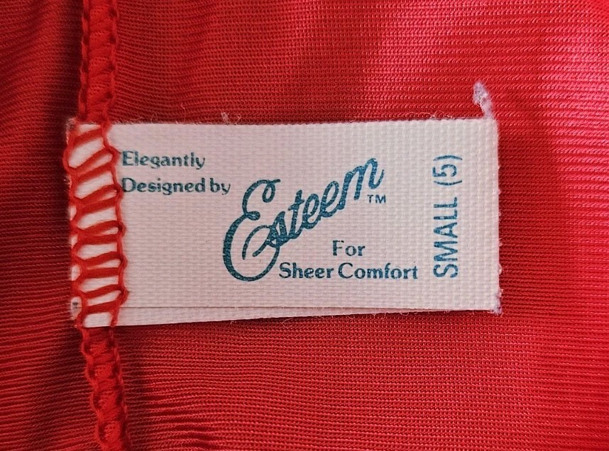 Vitg 80s Esteem Nylon Satin Lace Trim Red Cheeky Tap Shorts Womens Small 5 USA