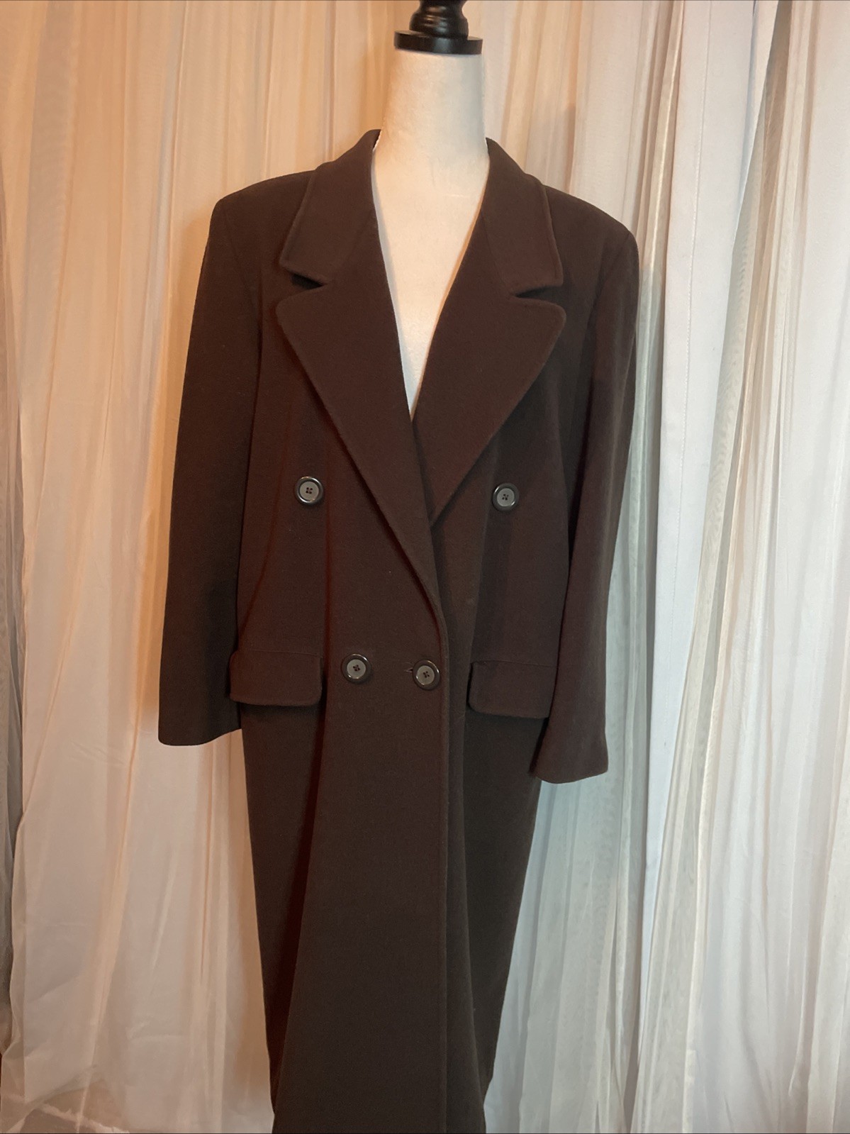 VTG United Colors of Benetton Women’s long Wool Blend Coat Brown Size EU 40