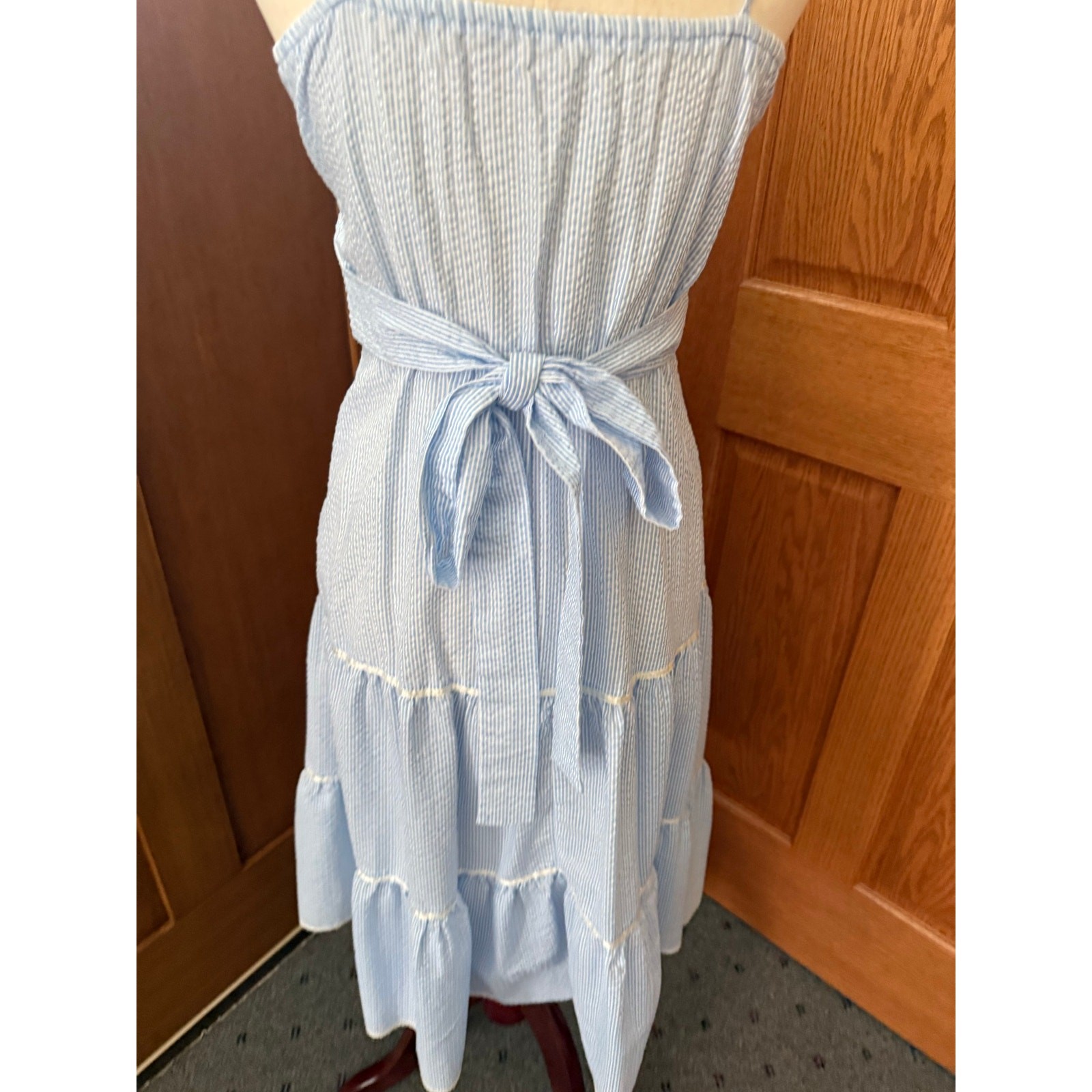 Vintage Candi Jones Seersucker Romantic Pairie Dress Small
