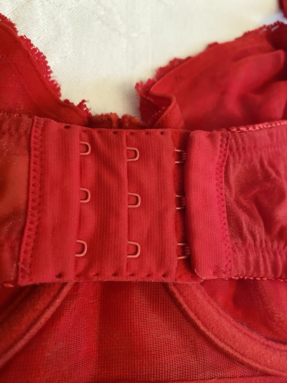 Vintage Red Lace Bra and Panty Hot Pants Shorts Lingerie Pin-Up Sexy 34DD Felina