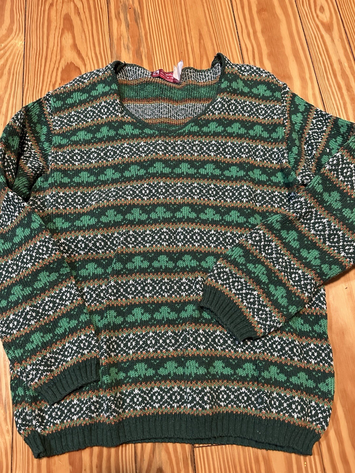 Vintage Binghamton Knitting Co Clover Irish St. Patrick’s Day Sweater Medium