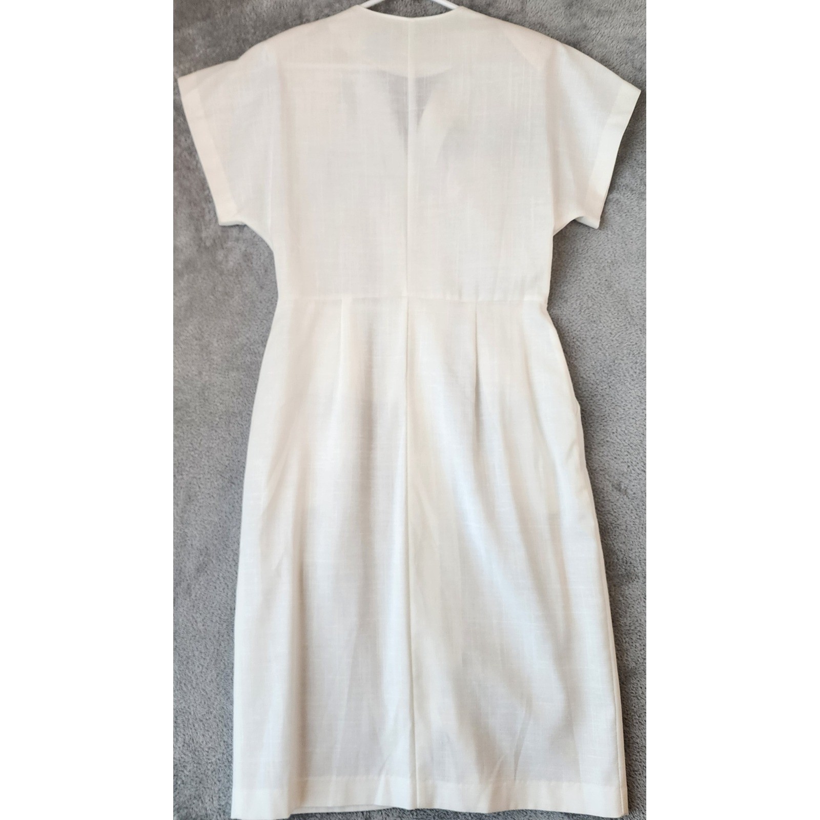 Jessica Howard Dress Womens Size 12 Cream Embroidered Button Front Vintage Midi