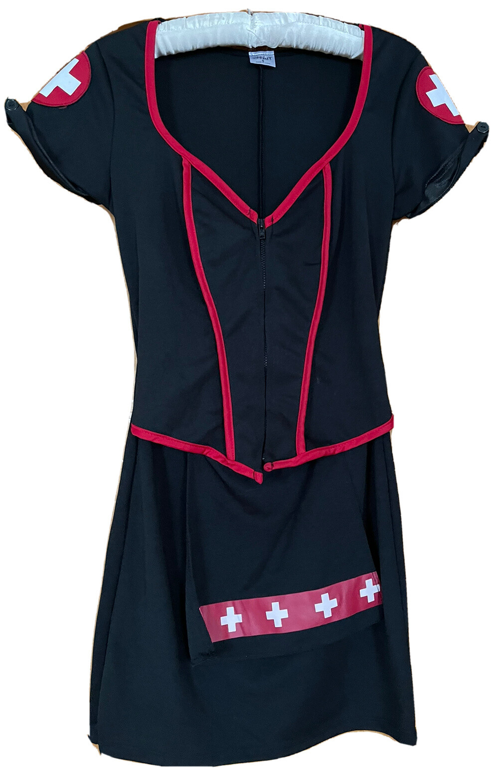 Adult Costume Roll Play Sexy Medic Nurse Mini Dress Black Small