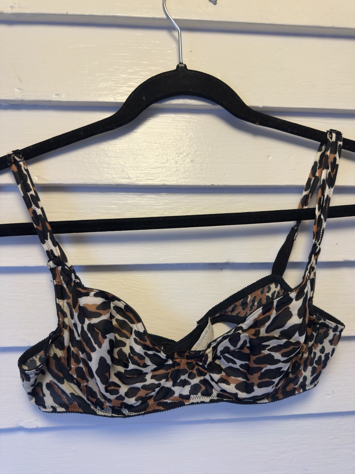 Vintage 1970s Leopard Print Cheetah Print Bra Top Blouse Vanity Fair 34B