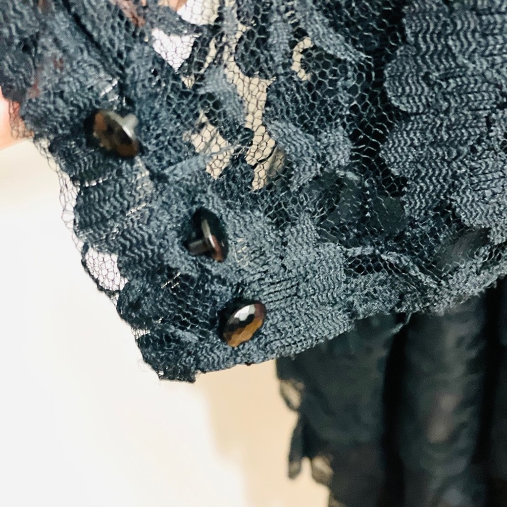 Wednesday Dresses Collections / Beene Black Lace Dress with ruffles