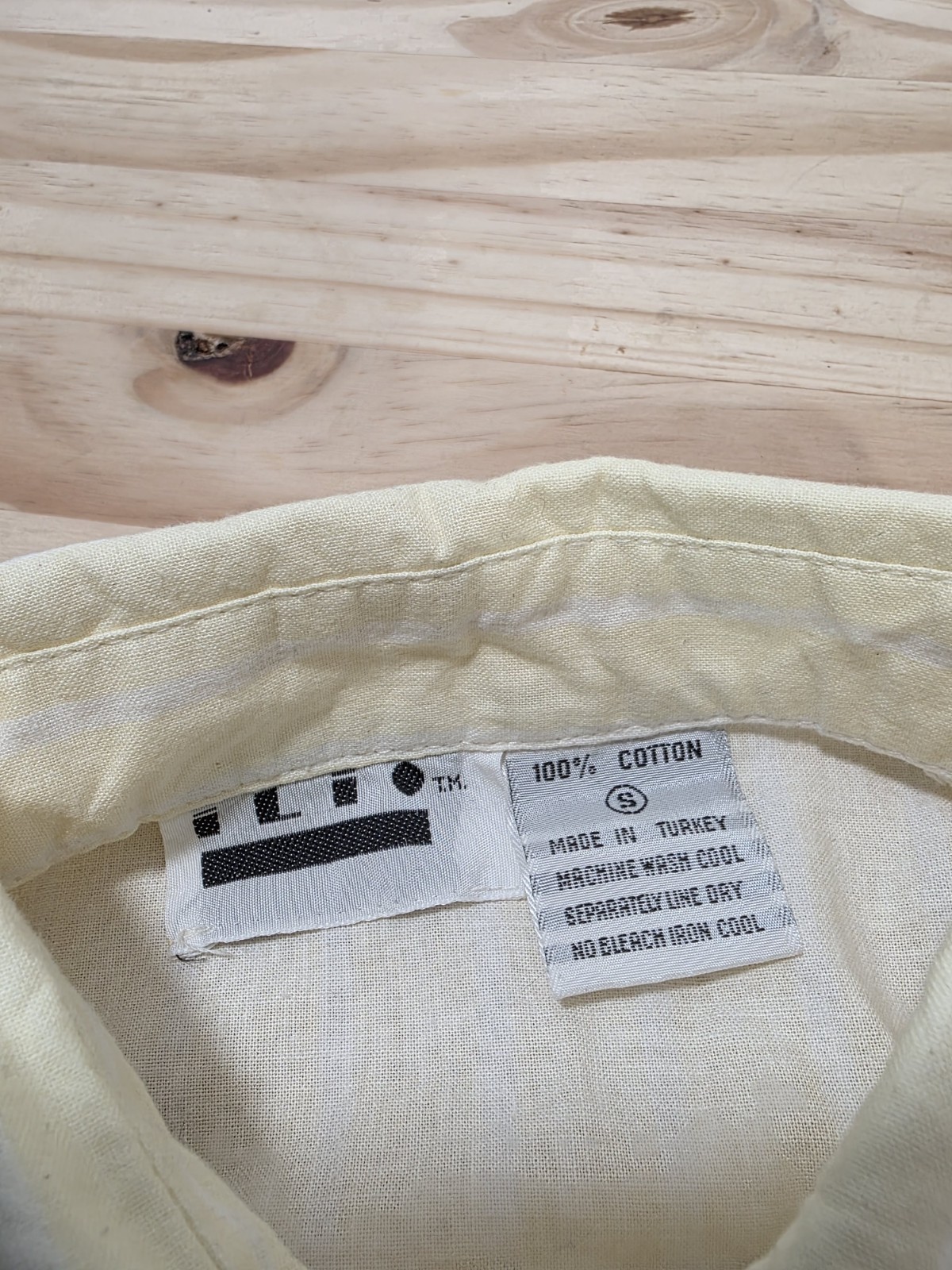 VTG 80s Ilio Striped Yellow White Button Up Shirt Roll Tab Sleeve Size S