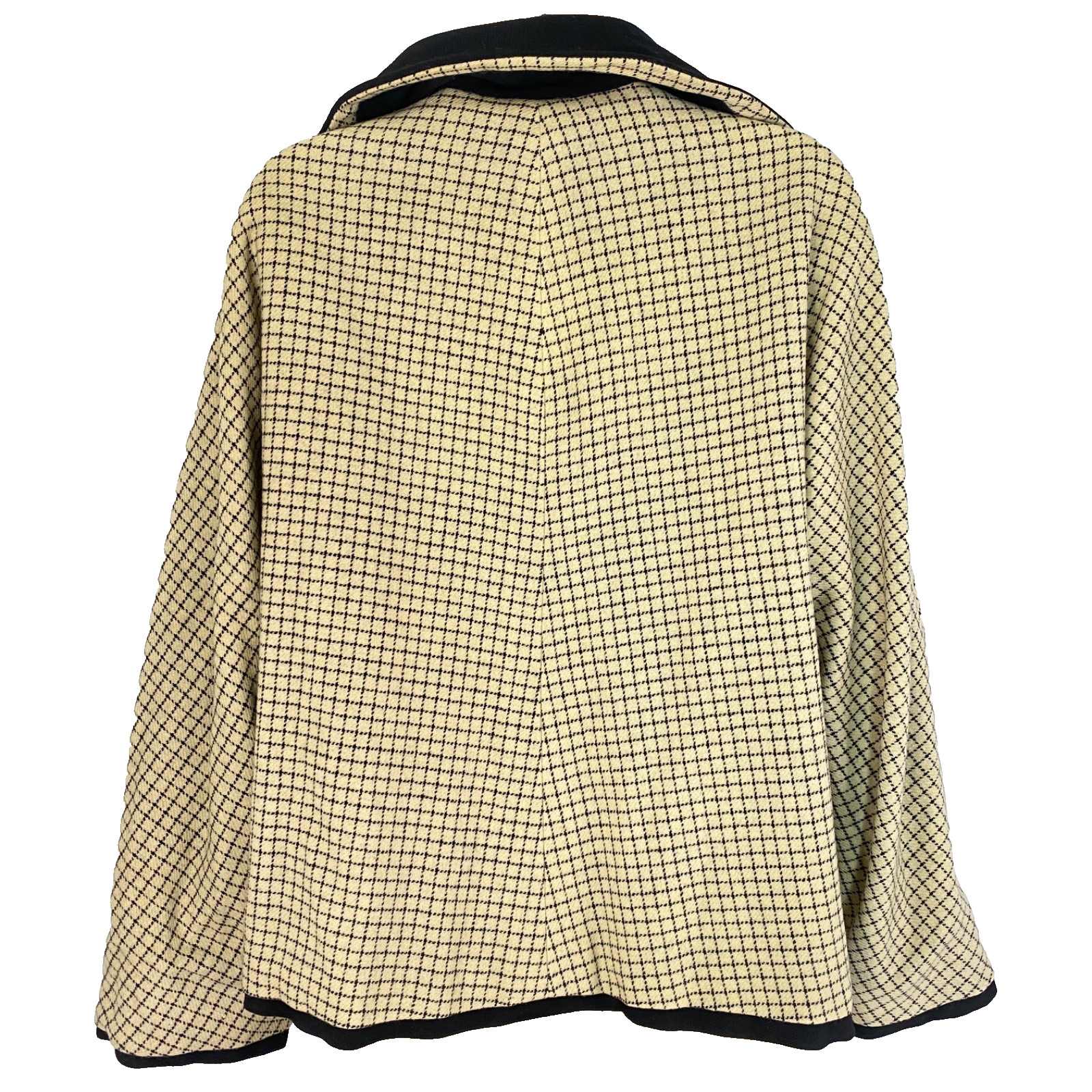 Vintage 1950s black wool oversized jacket ivory white reversible pea coat