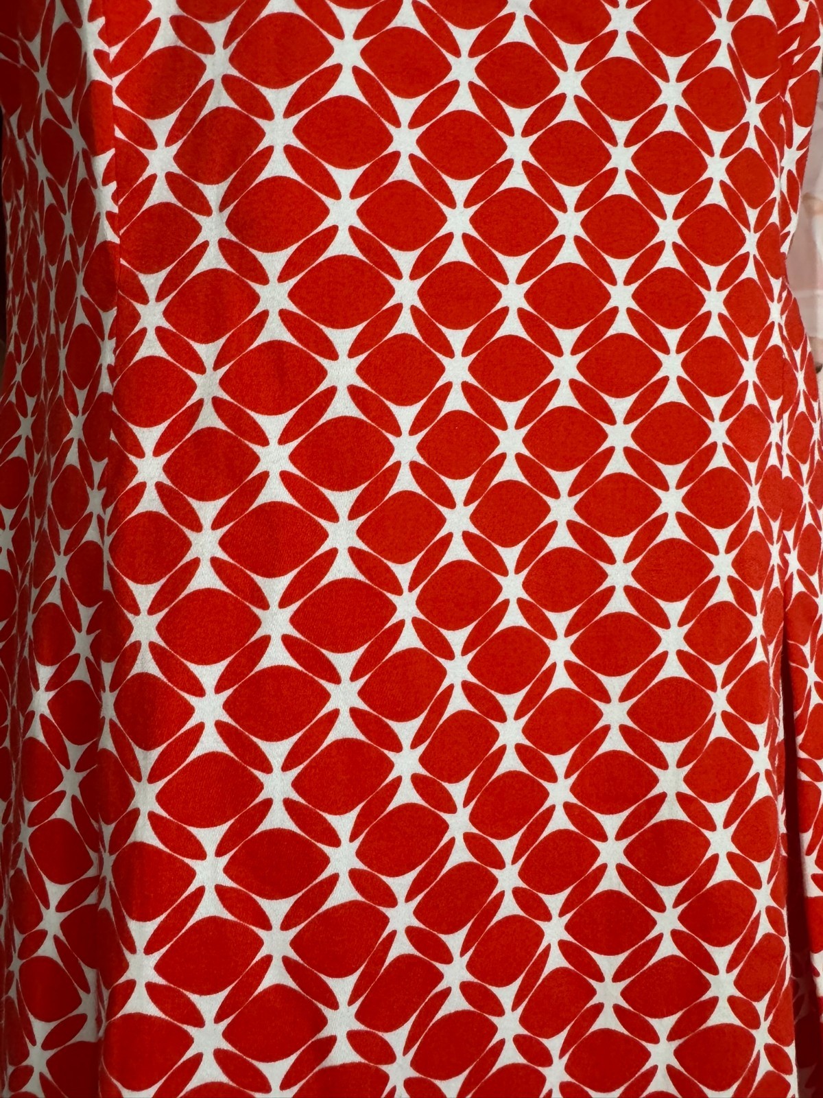 Vintage 60s Twiggy Dress Red White Graphic Pattern A Line Retro Sundress 38-42