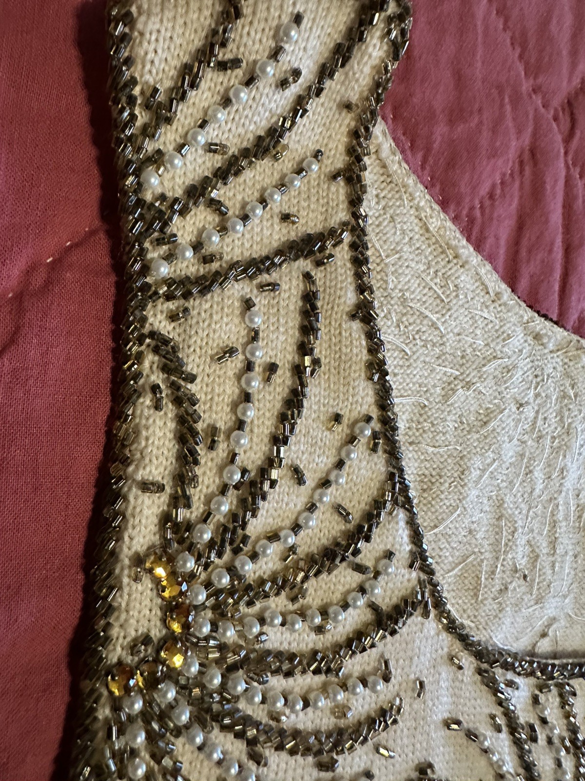 Vintage 60’s Jo-Ro Imports Sz S/M Pure Wool Hand Loomed Sequined Beaded Vest Top