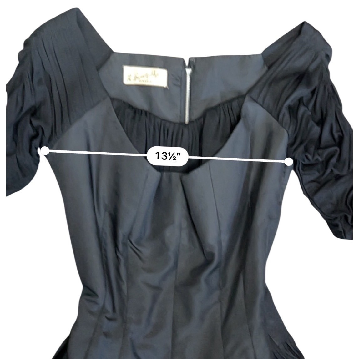 Vintage 1950s Black Taffeta Petticoat Cocktail Dress Small Dark Academia Pinup