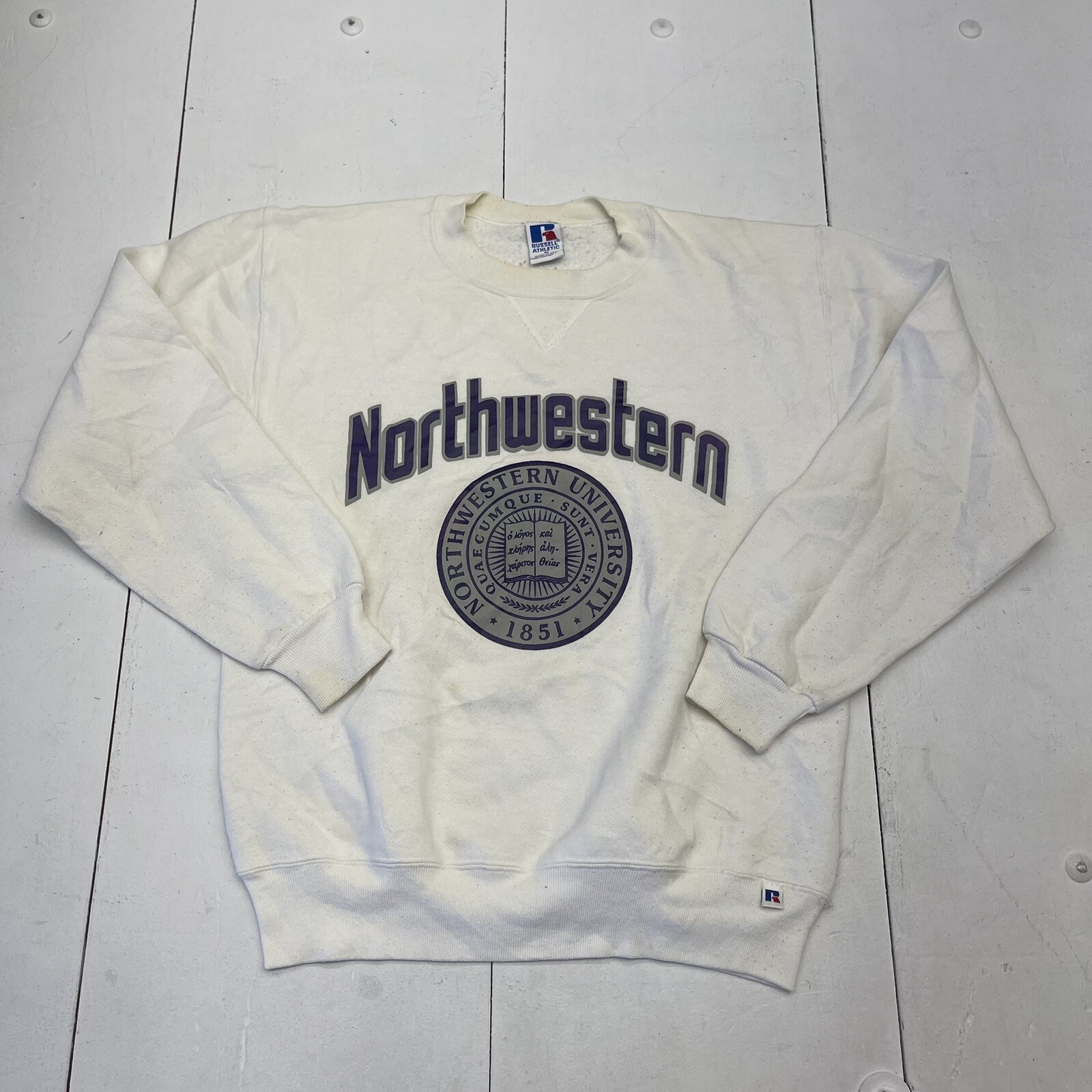 Vintage Russell Athletic White Northwestern Pullover Sweatshirt Women’s Size M