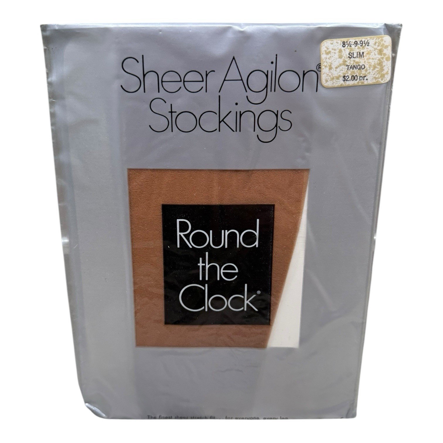 Vintage Round The Clock Agilon Sheer Stockings Slim Tango 8 1/2-9 1/2