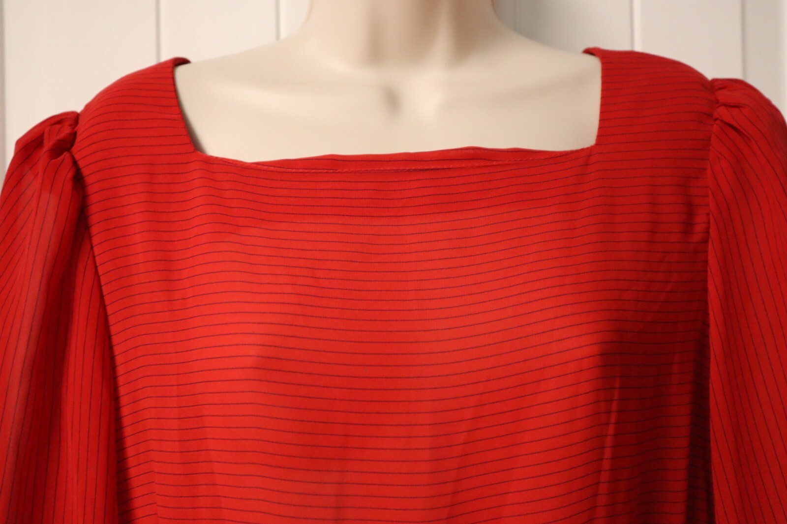 Vintage 1980s MISS OOPS California red striped sheer dress size 16 (NWT)