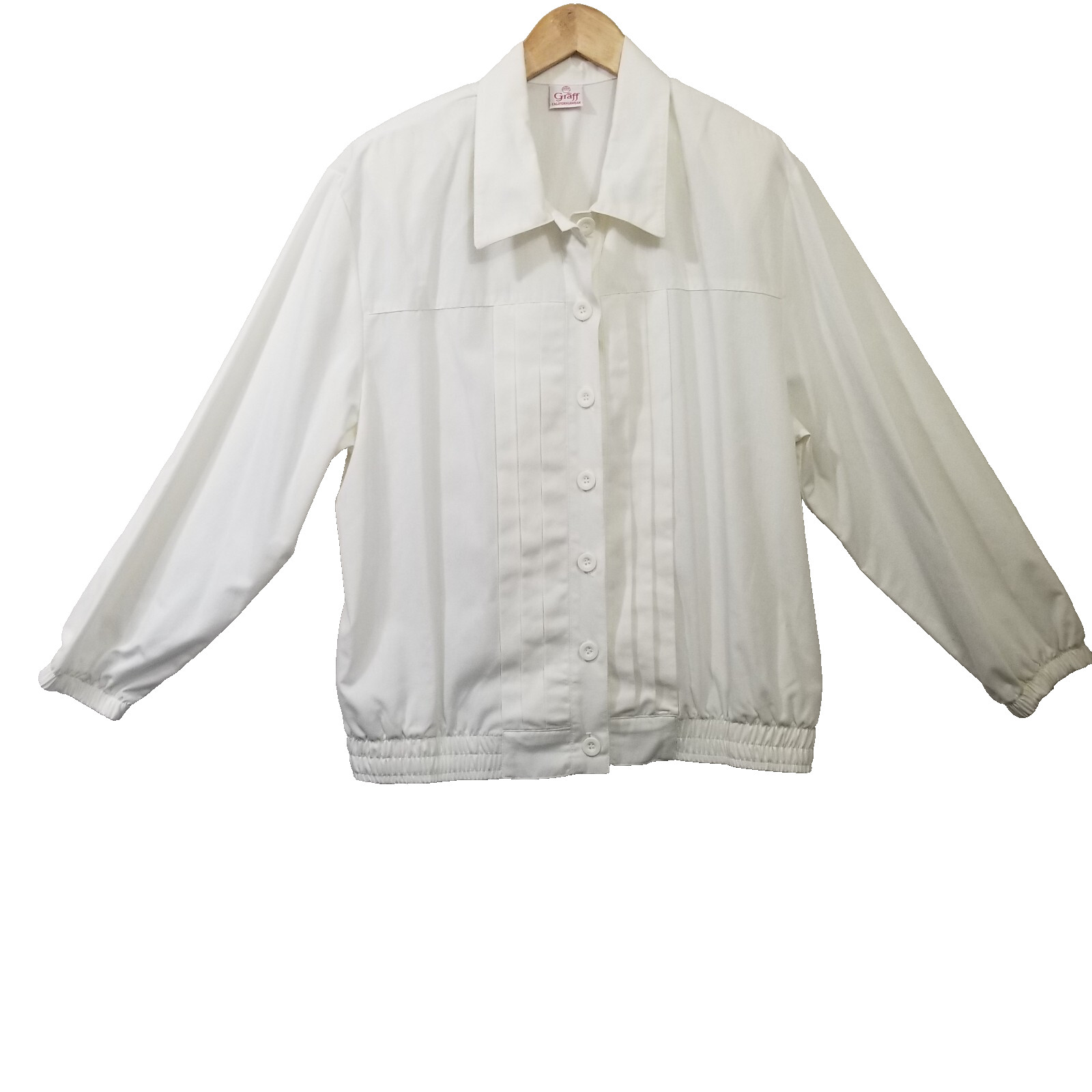Graff Californiawear Vintage White Jacket Shoulder Pads With Pleated Front SzXL