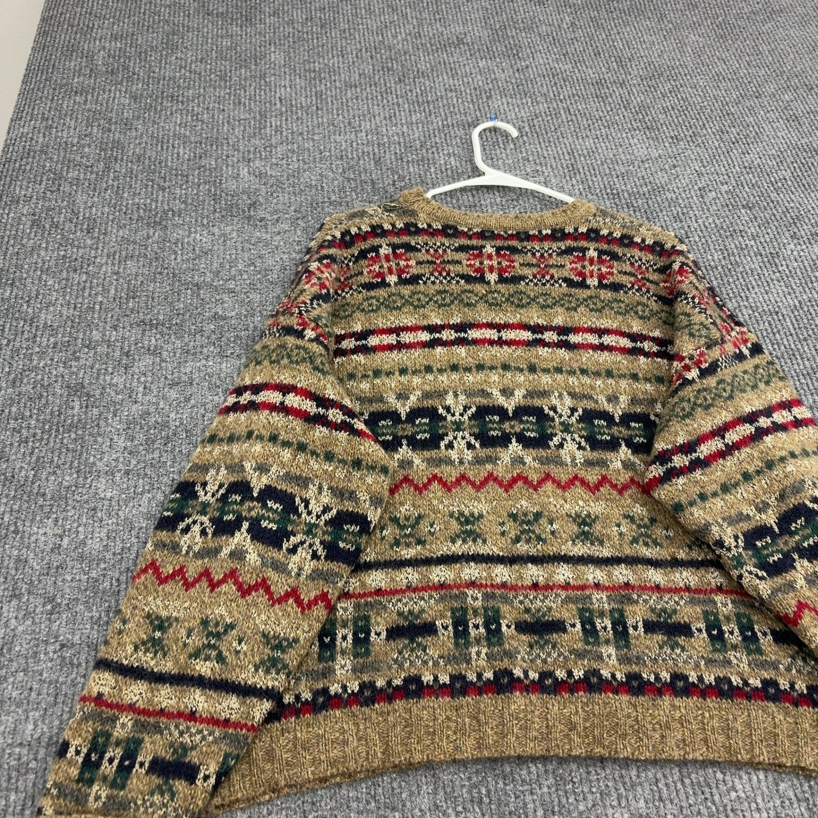 Vintage Woolrich Sweater Womens L Brown Wool Blend Fair Isle V Neck Gorpcore