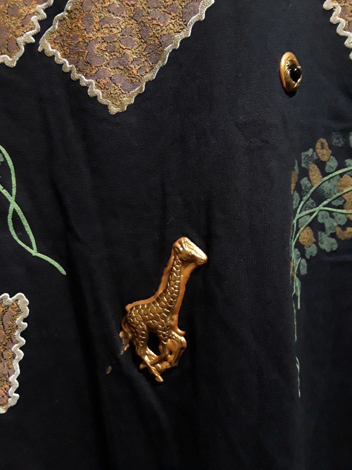 80s gold T-shirt Gay Kitsch Top Zoo Animal Golden Girls Big Shoulder Pads