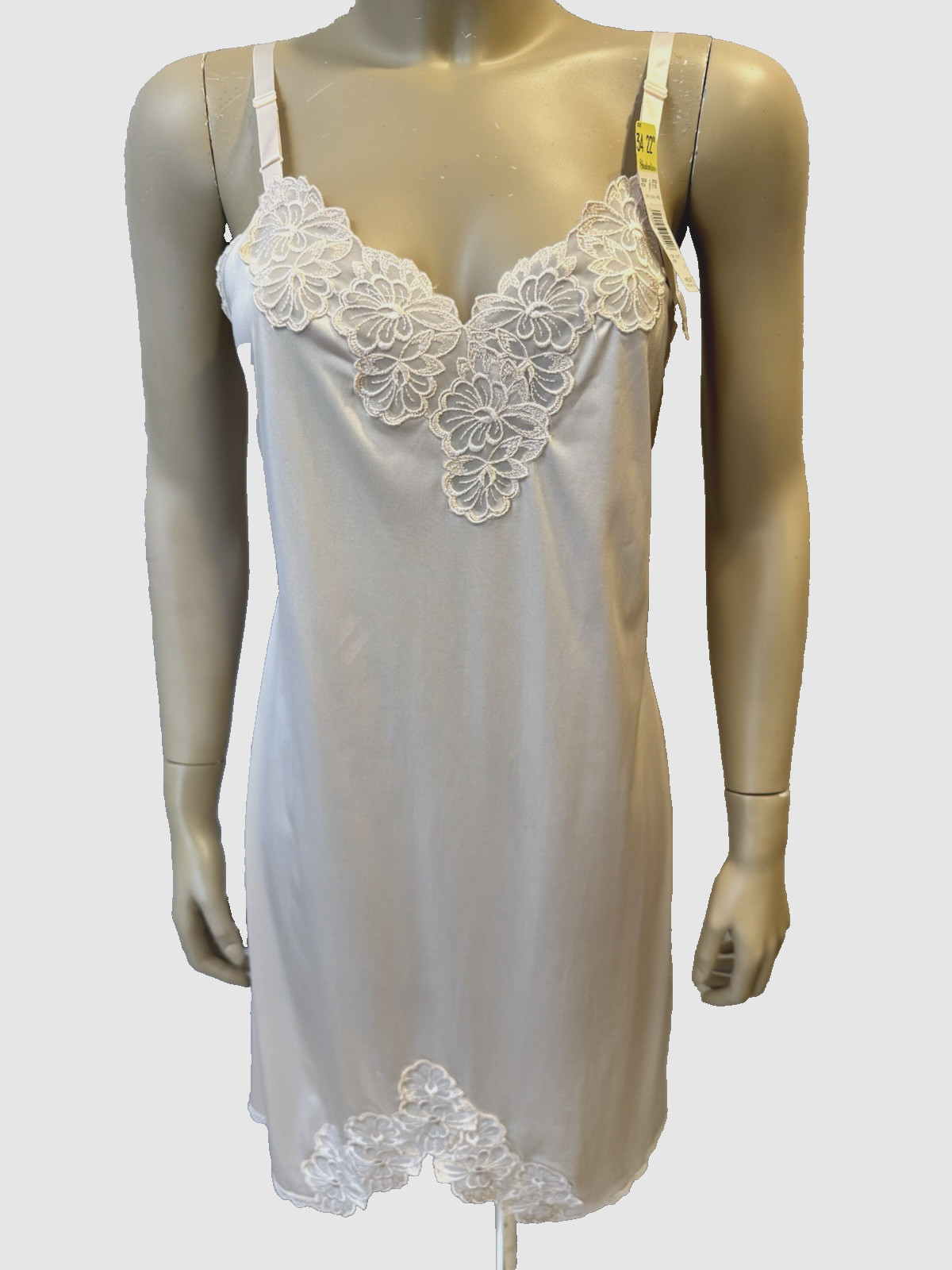 VTG Shadowline Dress Slip NEW w/Tags Peek-A-Boo Lace Sz 34 Mocha Beige 90’s
