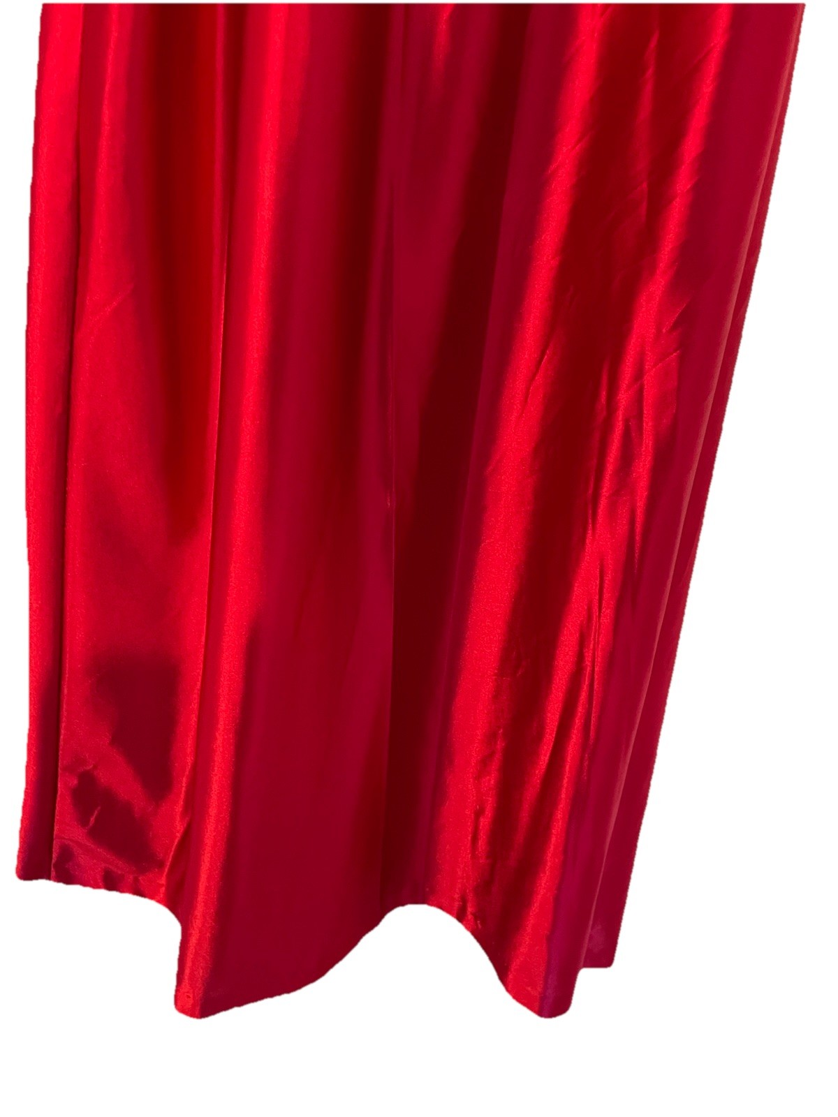 Miss Elaine Robe Large Red Satin Nylon Full Length Maxi Vintage