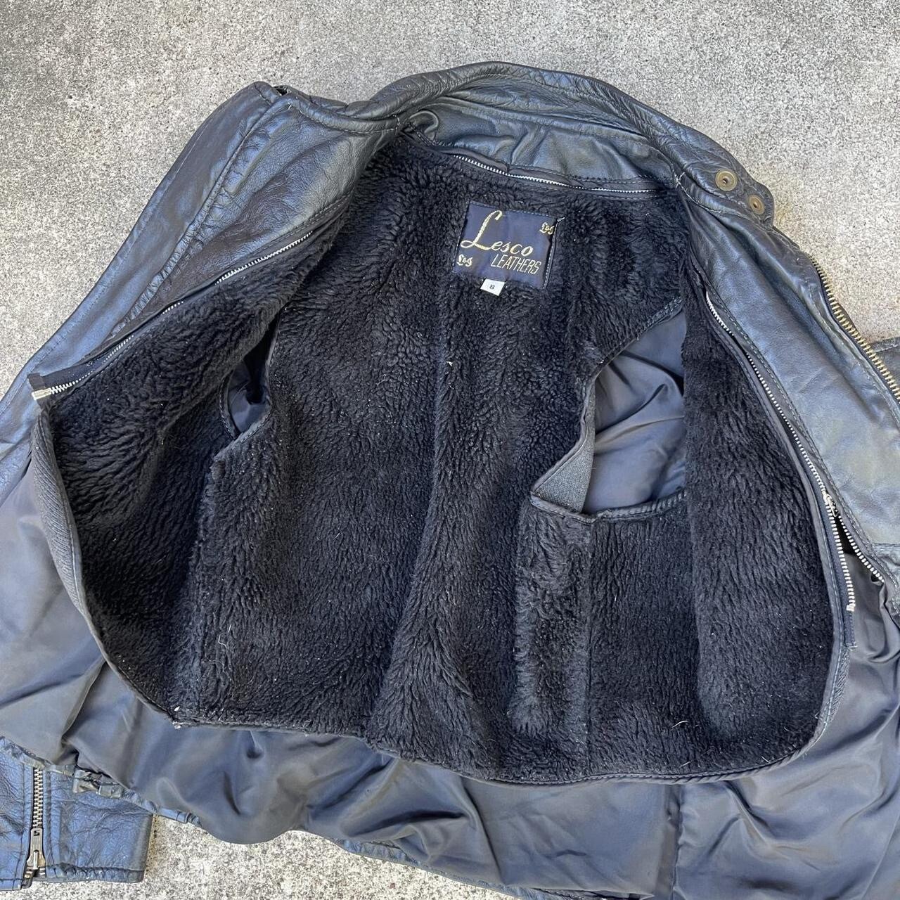 Vtg 60s 70s Lesco Leather Jacket Womens 8 Biker Motorcycle Talon Black Xs