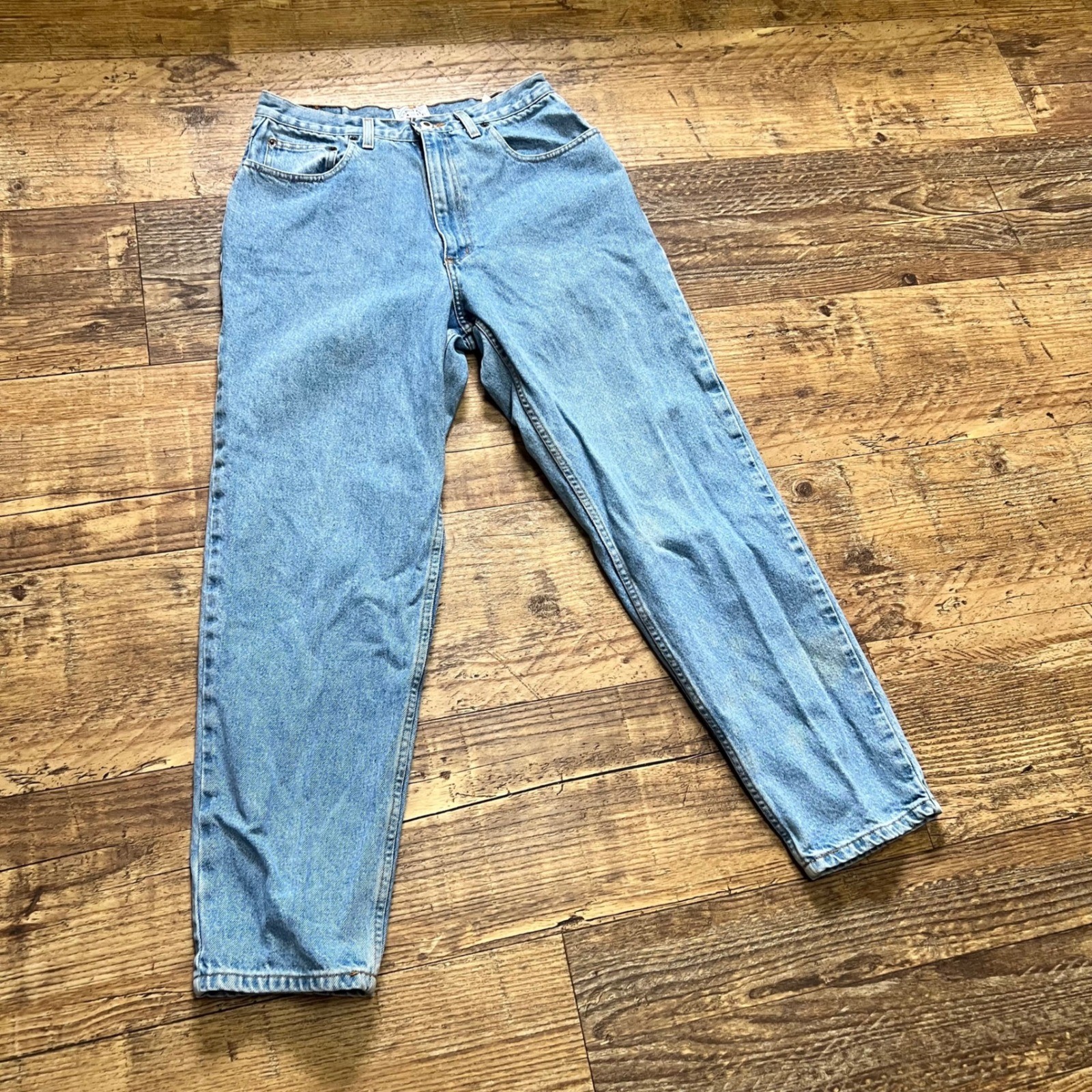 Vintage 80s Carolina Blues Acid Wash High Rise Tapered Jeans Light Blue Size 14