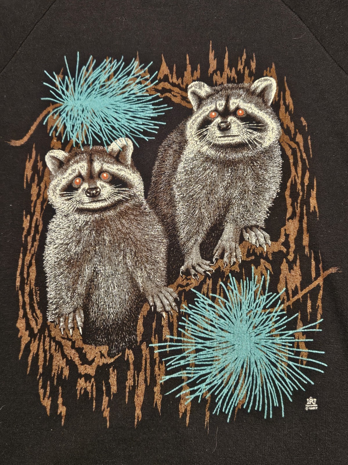 Vintage 1987 LSJ Sportswear Raccoon Crewneck Sweatshirt EUC Jerzees 80s – Large