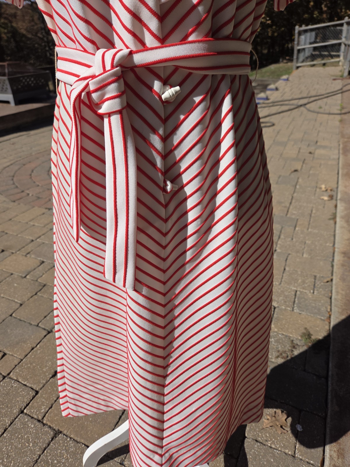 Vtg 60s Mr Jack Dallas White & Red Romantic Classy Pleated A Line Dress W Belt