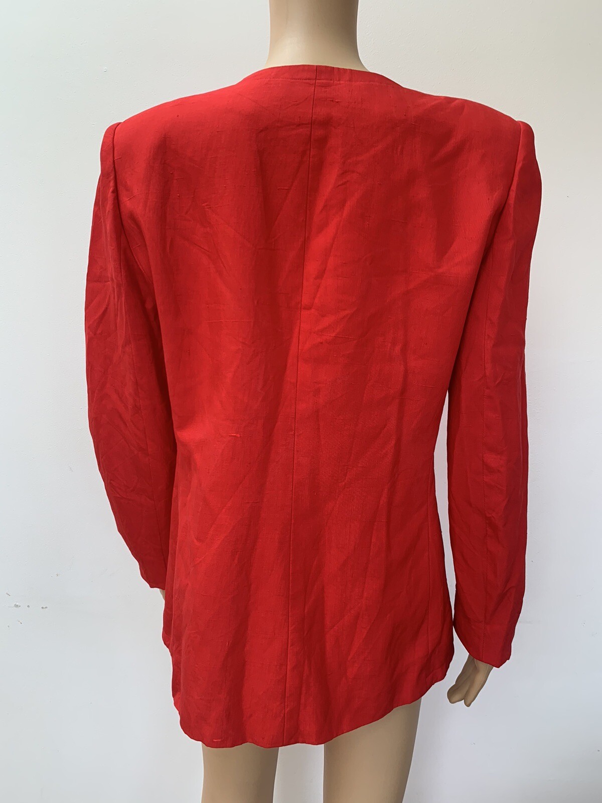 Vintage 1980’s red I. Magnin David Hayes 100% silk blazer jacket gold button 12