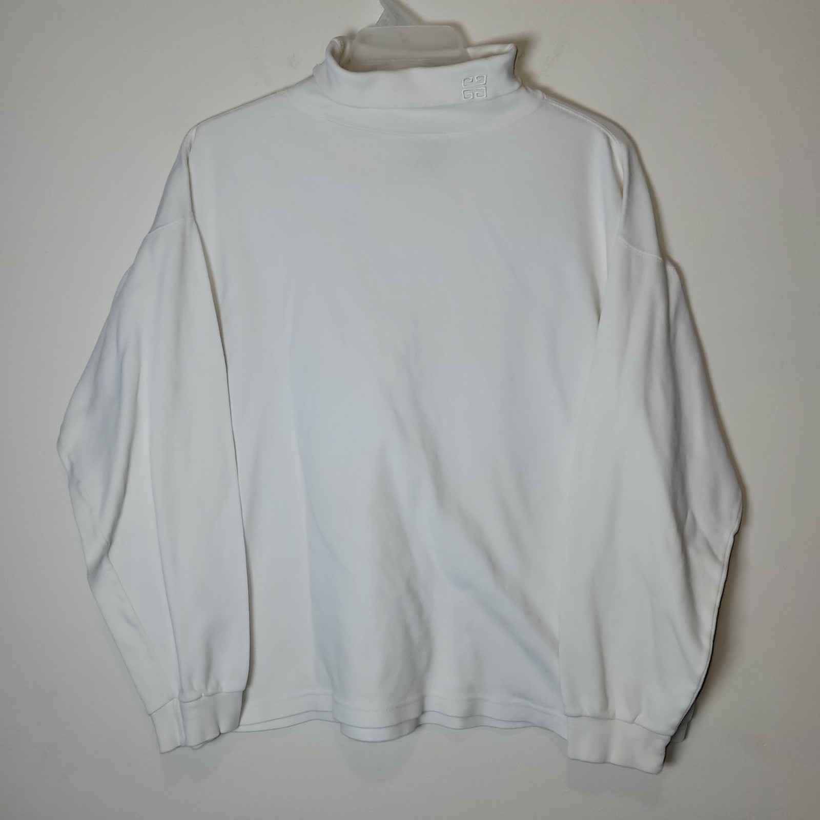 VTG Givenchy Activewear Women’s White Cotton Mock Neck Turtleneck Sweater L