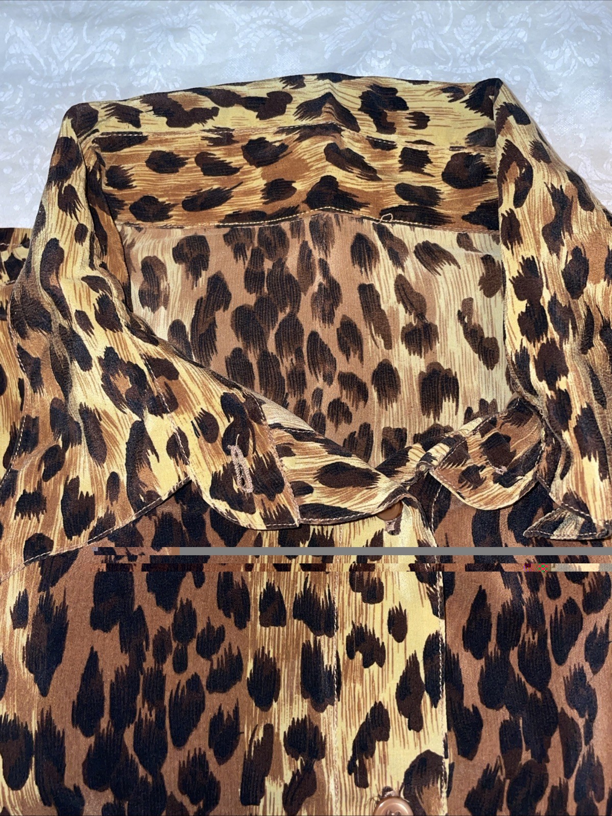 Vintage Leopard Print Blouse Size Large? Feels Like Silk