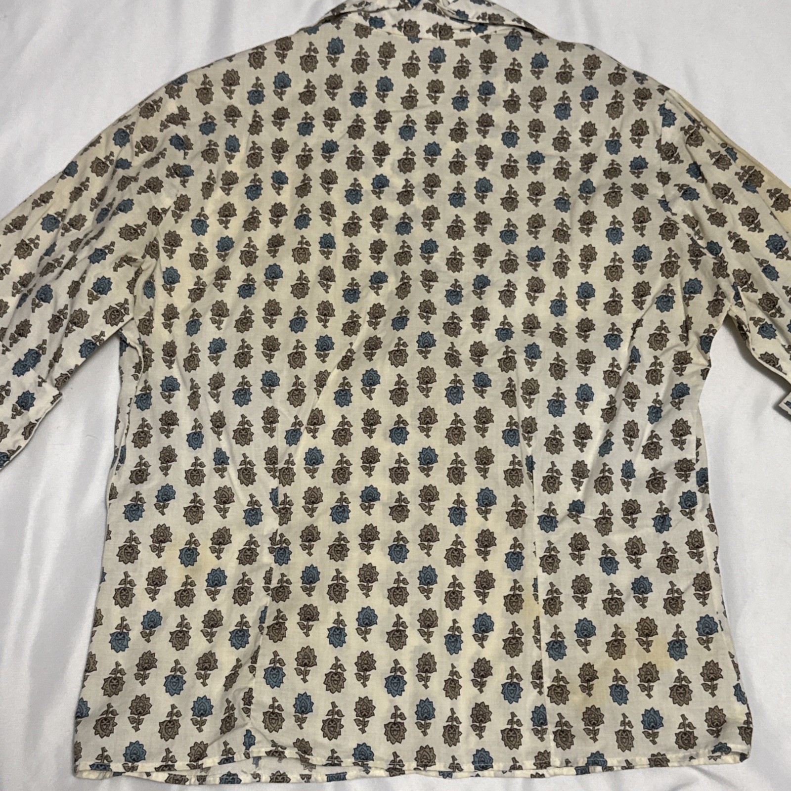 1960’s-1970’s Ship N Shore Button Up Blouse Shirt Rose Floral Pattern VTG READ