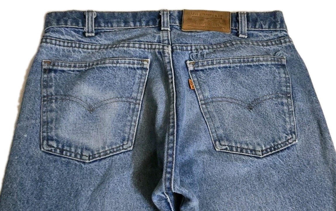 Vintage 80s Levi’s 505 Jeans Orange Tab Frayed Hem 30×27 Straight Leg Made USA