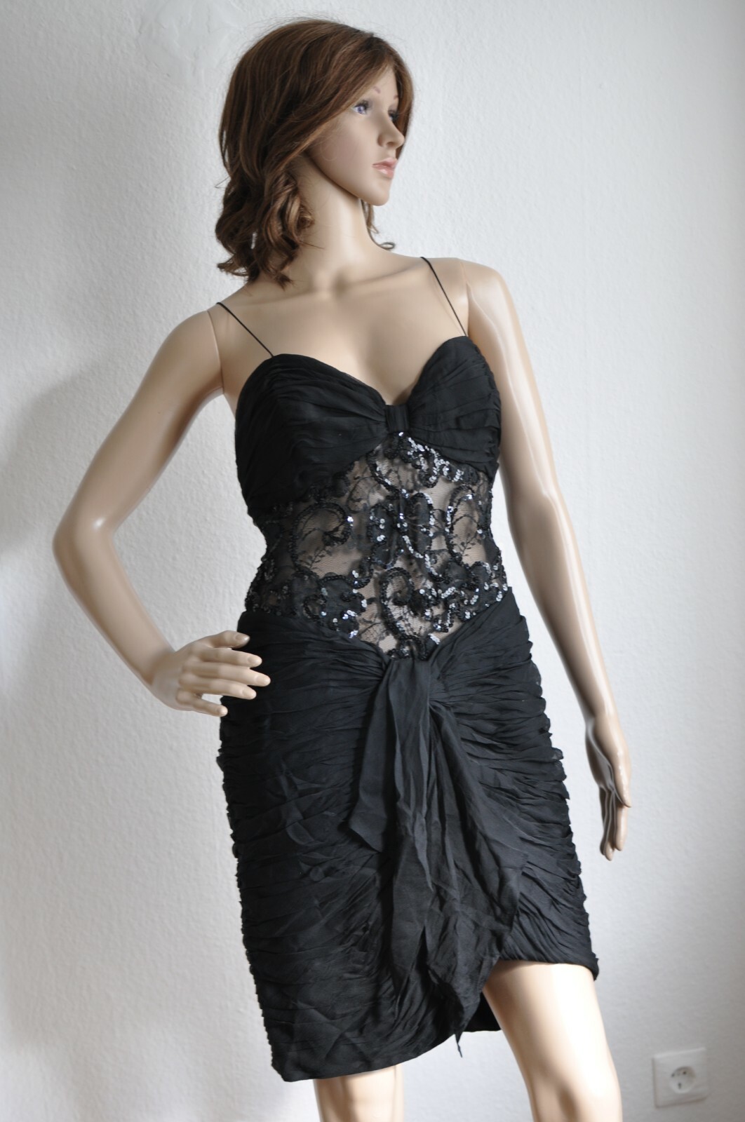 Bellville Sassoon Mullany Vintage Evening Gown Party Cocktail Dress Lace Silk 40
