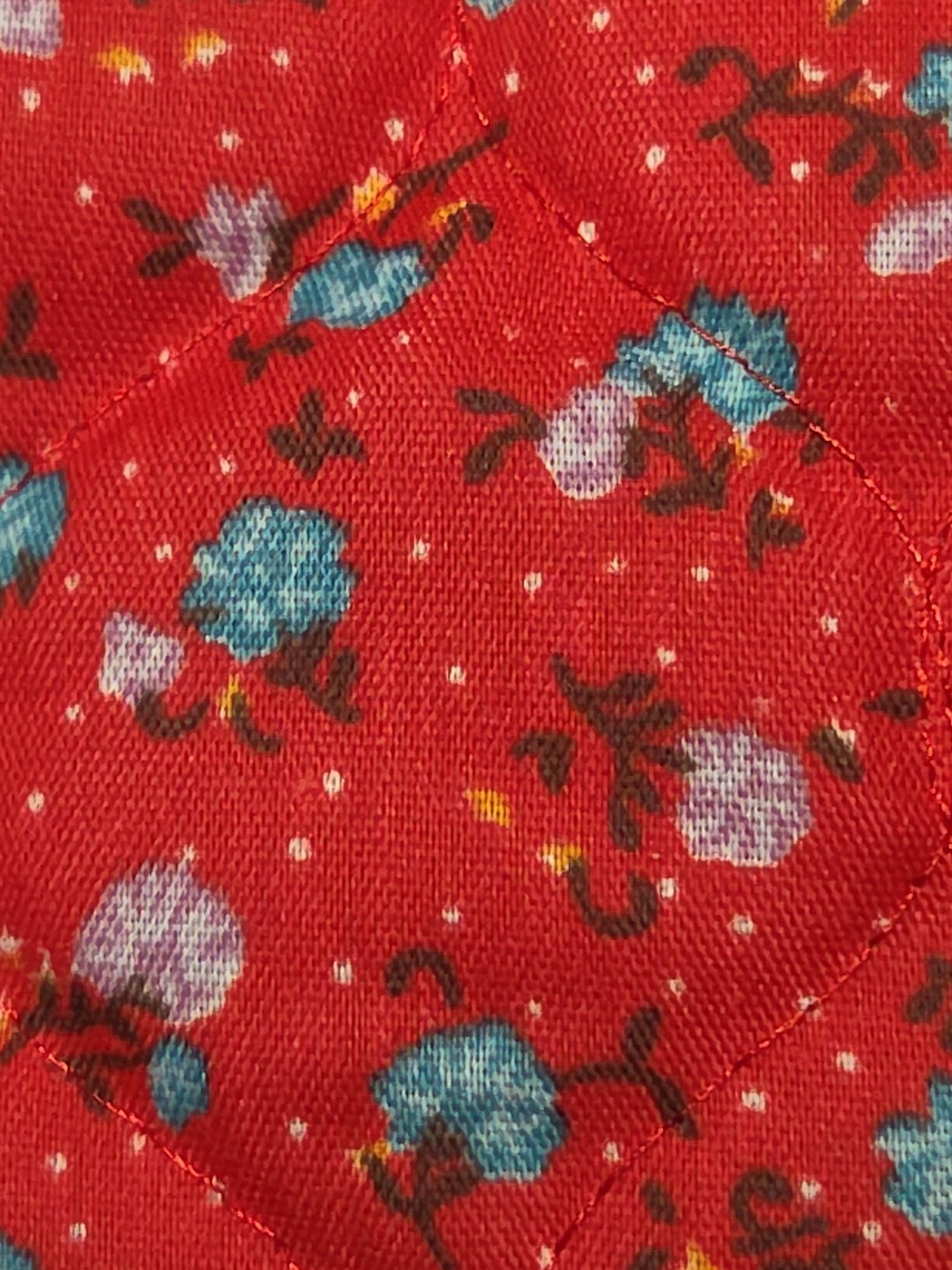 Vtg 1970s Quilted Lounge Pajama Pants Floral Red Calico Cottage Granny Size XXL