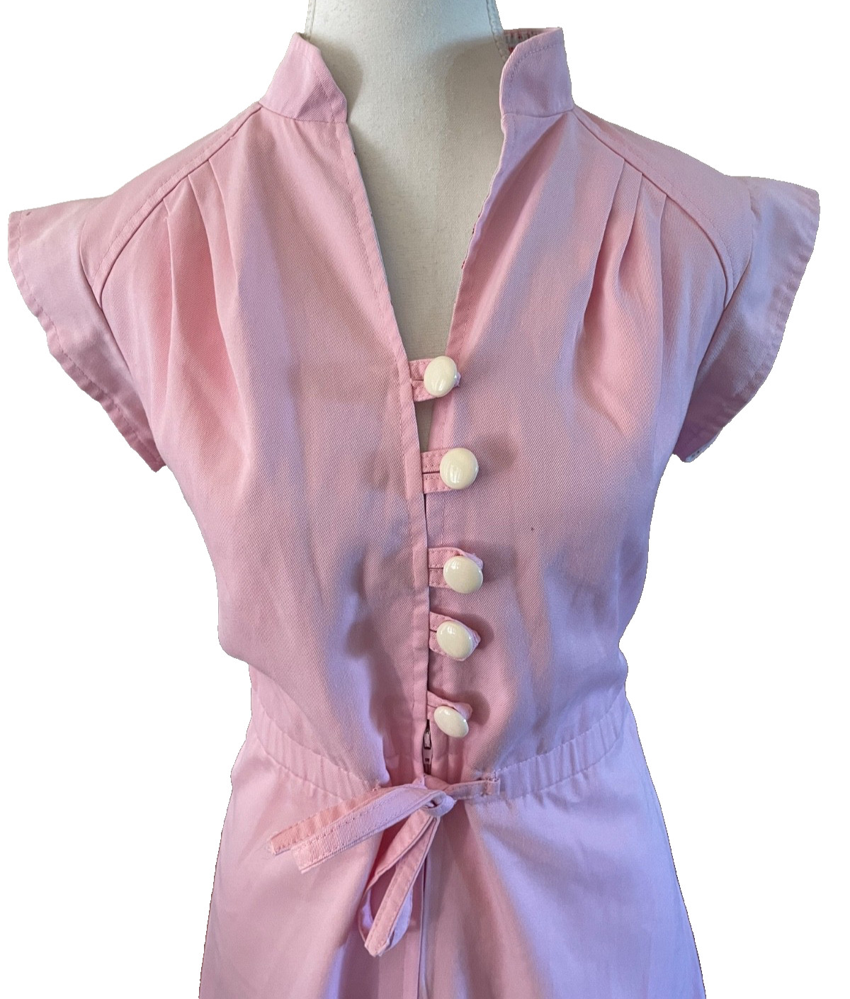 Scharade for Katies Dress VINTAGE Size 12 / 14 Pink Drawstring Buttons Zip F&F
