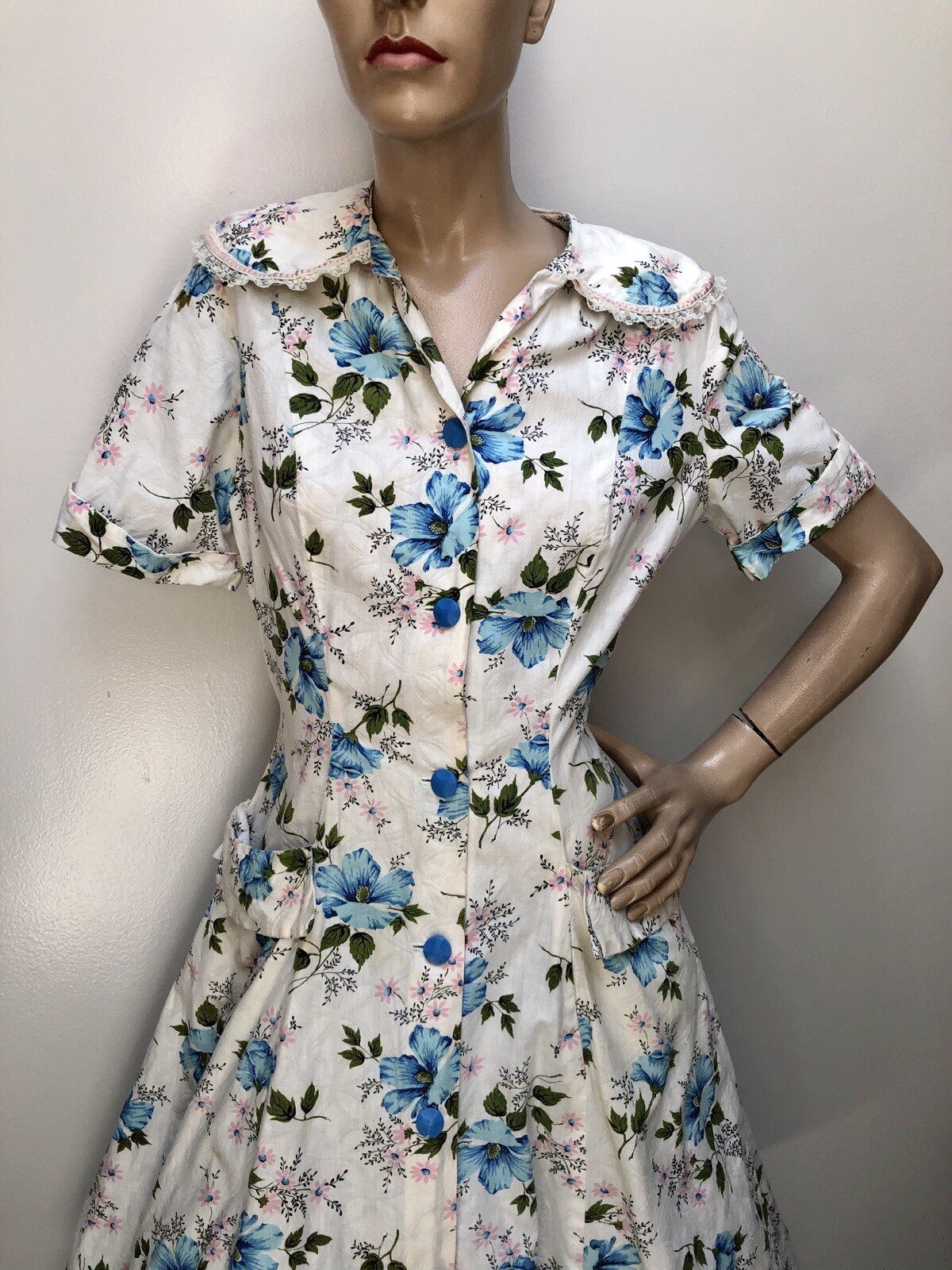 VTG 1940s PRINCESS Style FLOWER PRINT „Monte Carlo Fashions” Dressing Gown-Dress