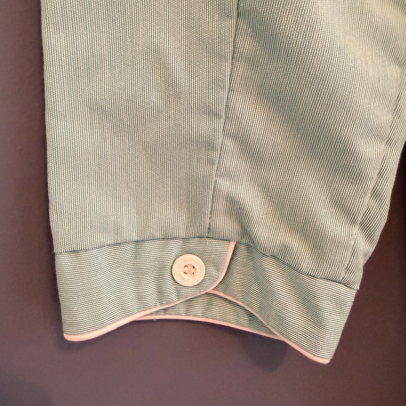 VTG 60s Hopkins Pub Hlth Uniform Green/Wht Pinstripe Actual Pediatricians Coat