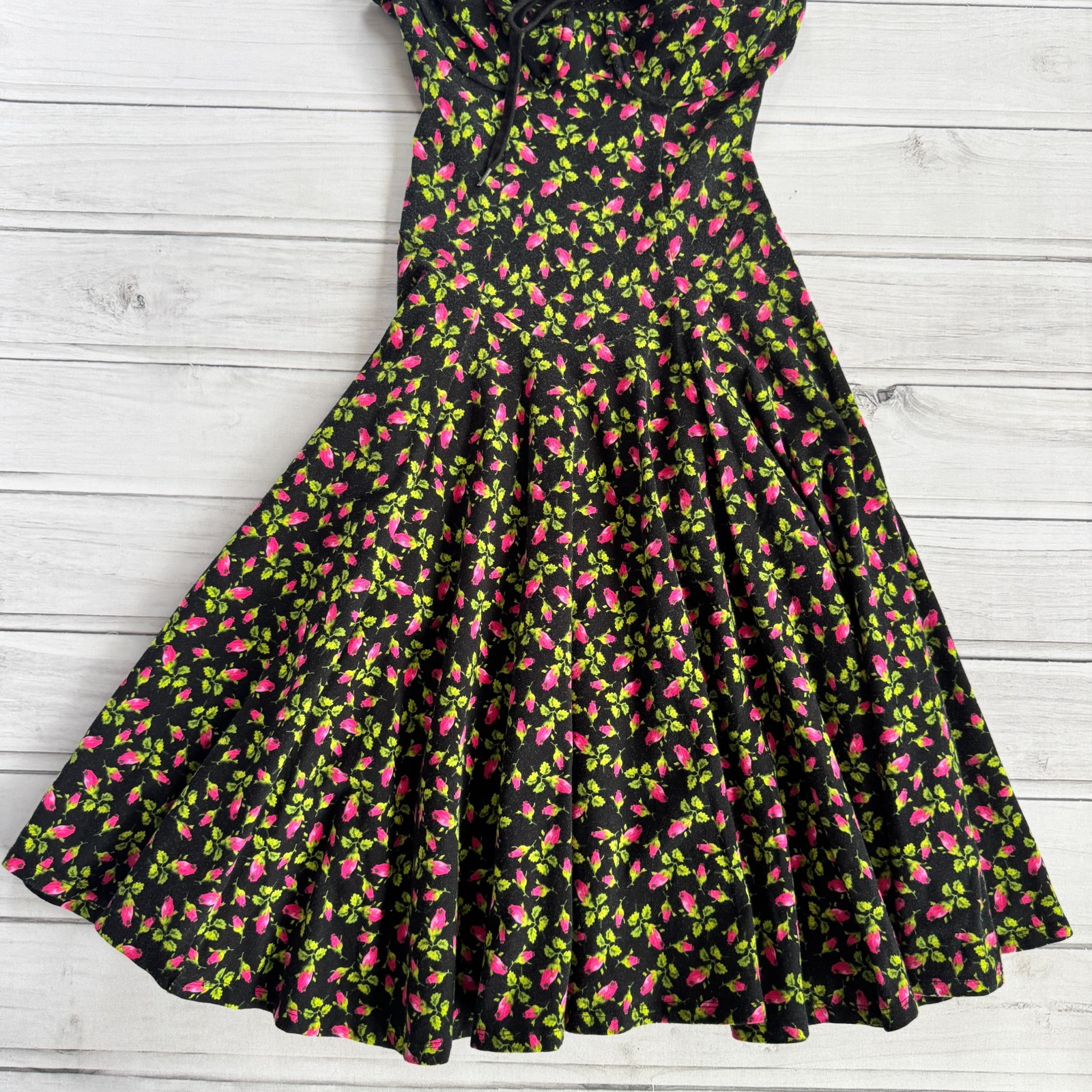 BETSEY JOHNSON Rosebud Floral Y2K „VINTAGE” Punk Label Stretch Cotton Dress P XS