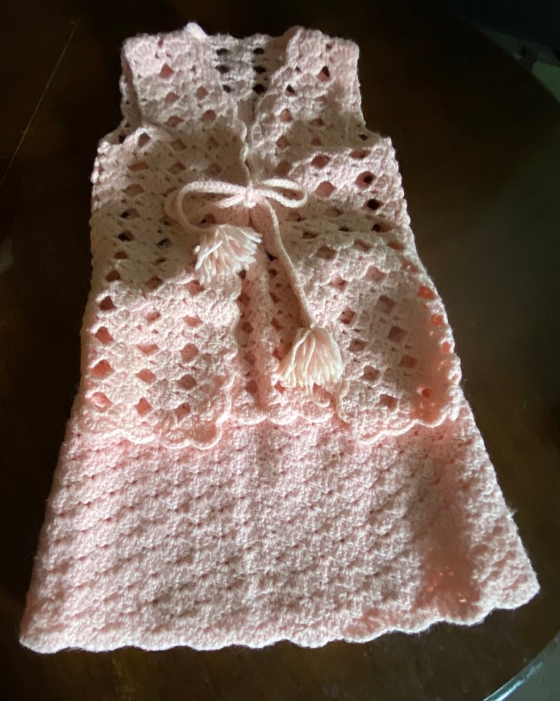 Handmade Vintage Crochet Pink Skirt & Vest