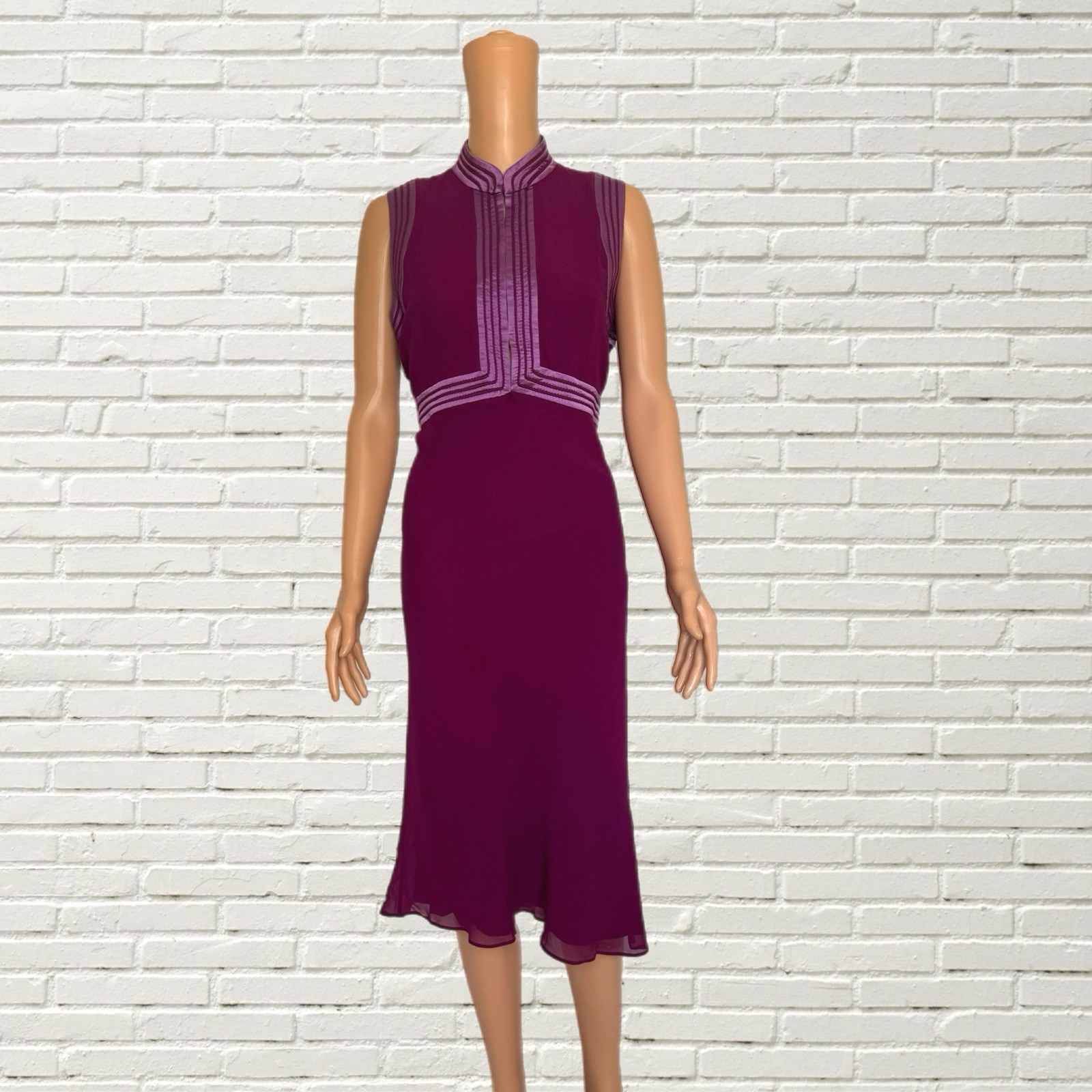 Vintage 90s Vivienne Tam Purple Silk Bias Cut Maxi Dress Size 2/M