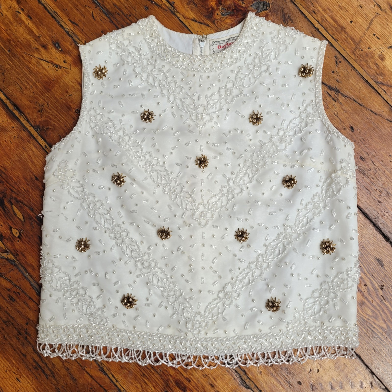 1960s Exquisite Beaded Sleeveless Top From Hong Kong Size Sm Great Condition