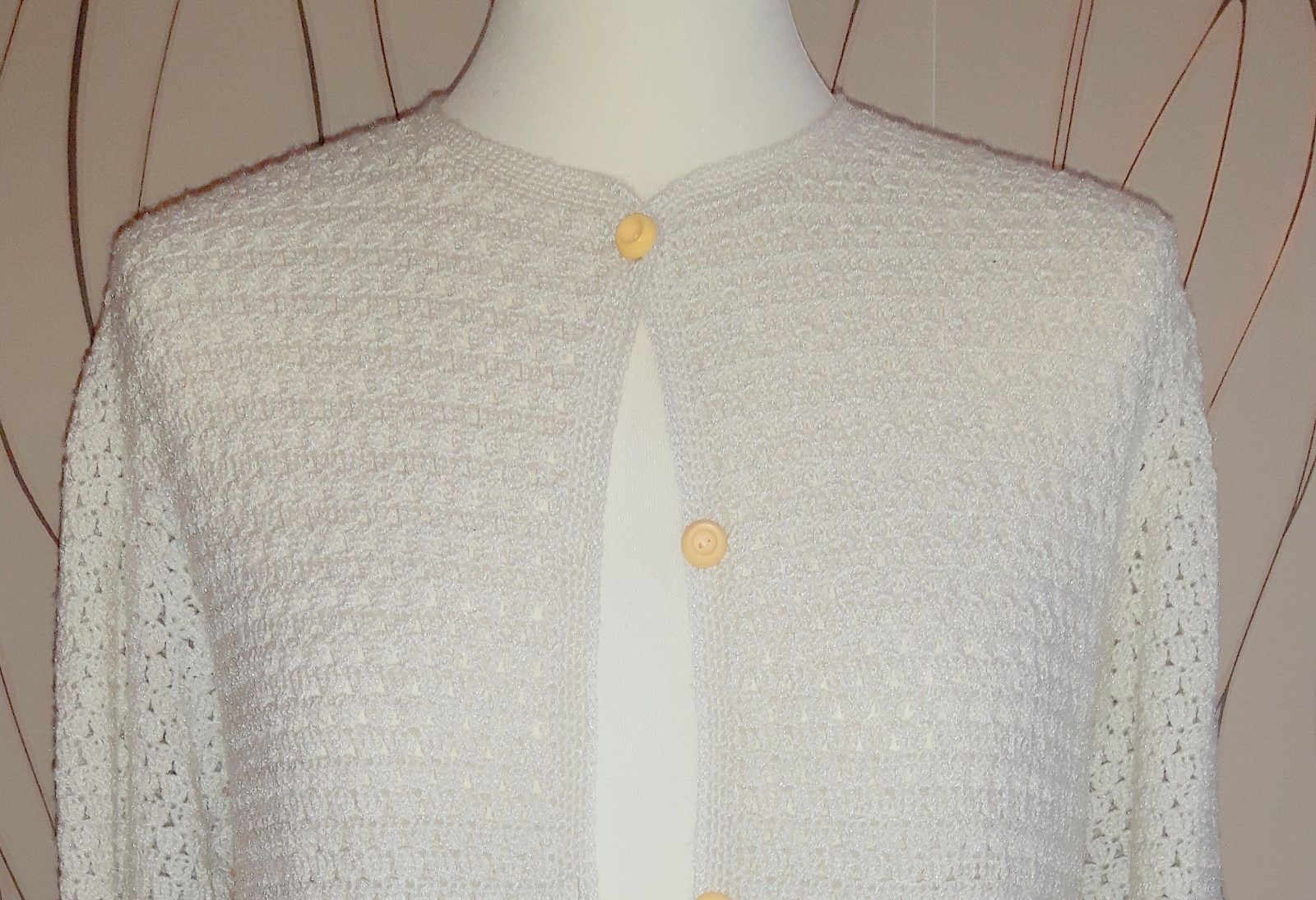 Womens True Vintage Jacket Sz M White Cardigan Ladies Girls Crochet Handmade