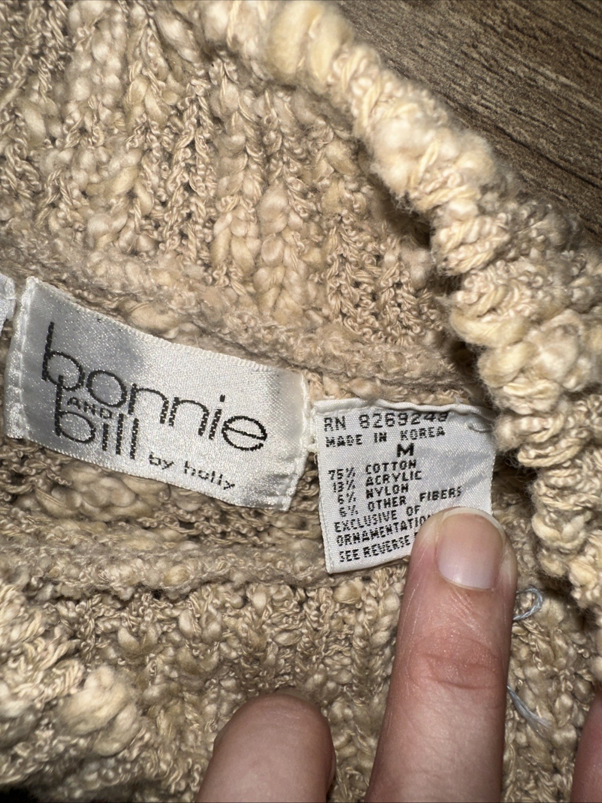 TWO Vintage 80s Bonnie & Bill Applique Sweaters M Chunky Knit Artsy Flower Boho