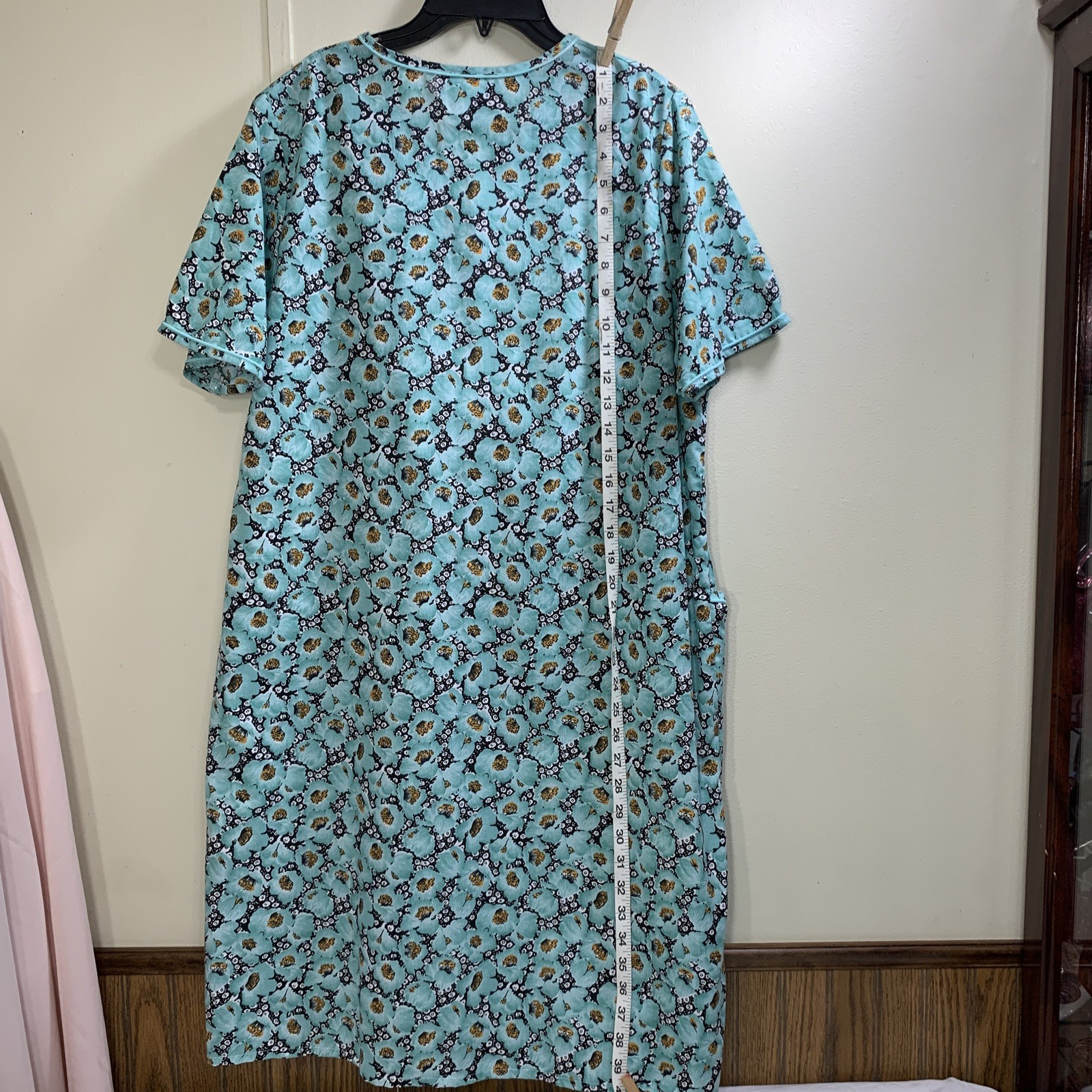 Vintage House Dress Patio Lounger Snap Front Robe Duster Mumu Large Grannycore